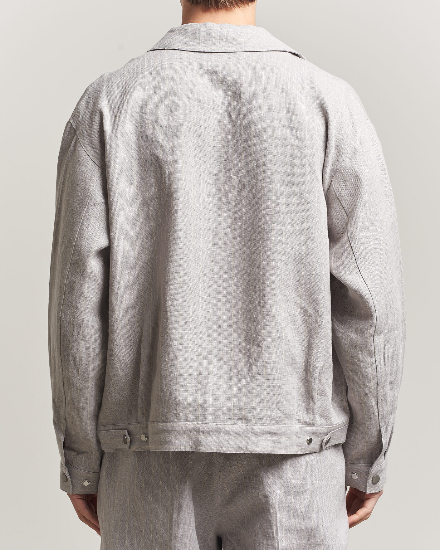 Homme | Chemises | NN07 | Petrus Pinstriped Linen Full Zip Overshirt Grey