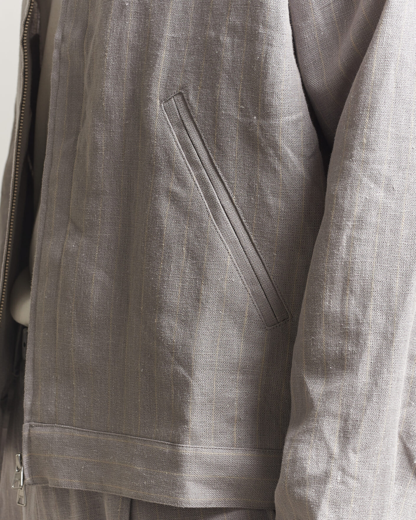 Homme | Chemises | NN07 | Petrus Pinstriped Linen Full Zip Overshirt Grey