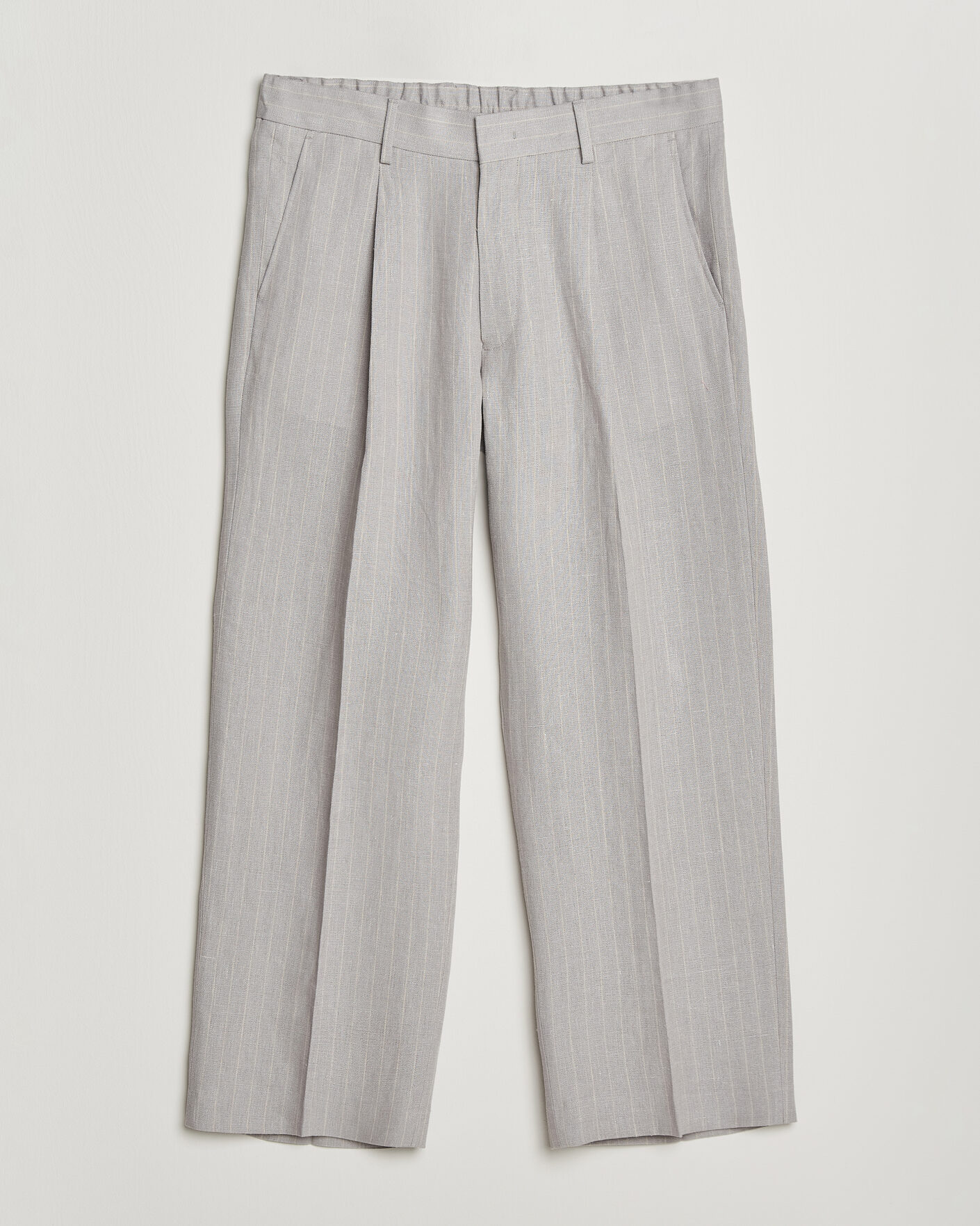 Homme | Pantalons | NN07 | Kay Pinstriped Pleated Linen Trousers Grey