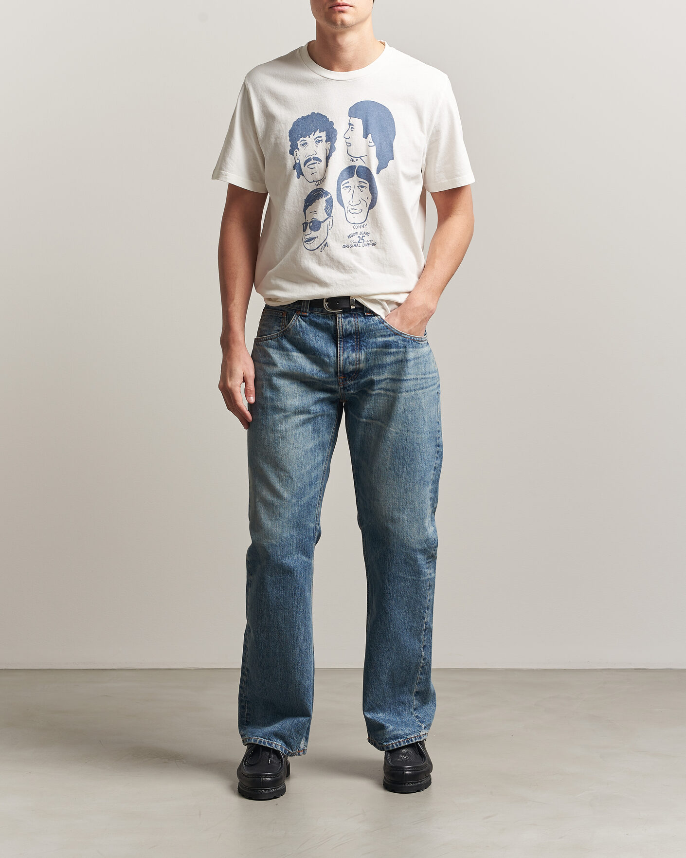 Homme | T-shirts | Nudie Jeans | Roy Fab Four T-Shirt Chalk White
