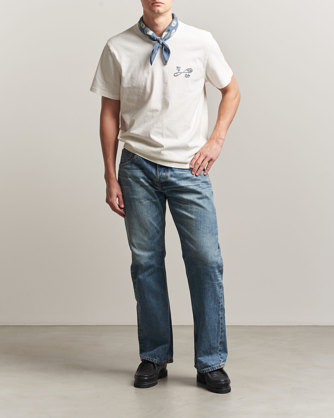Homme | T-shirts | Nudie Jeans | Roy NJCO Pin T-Shirt Chalk White