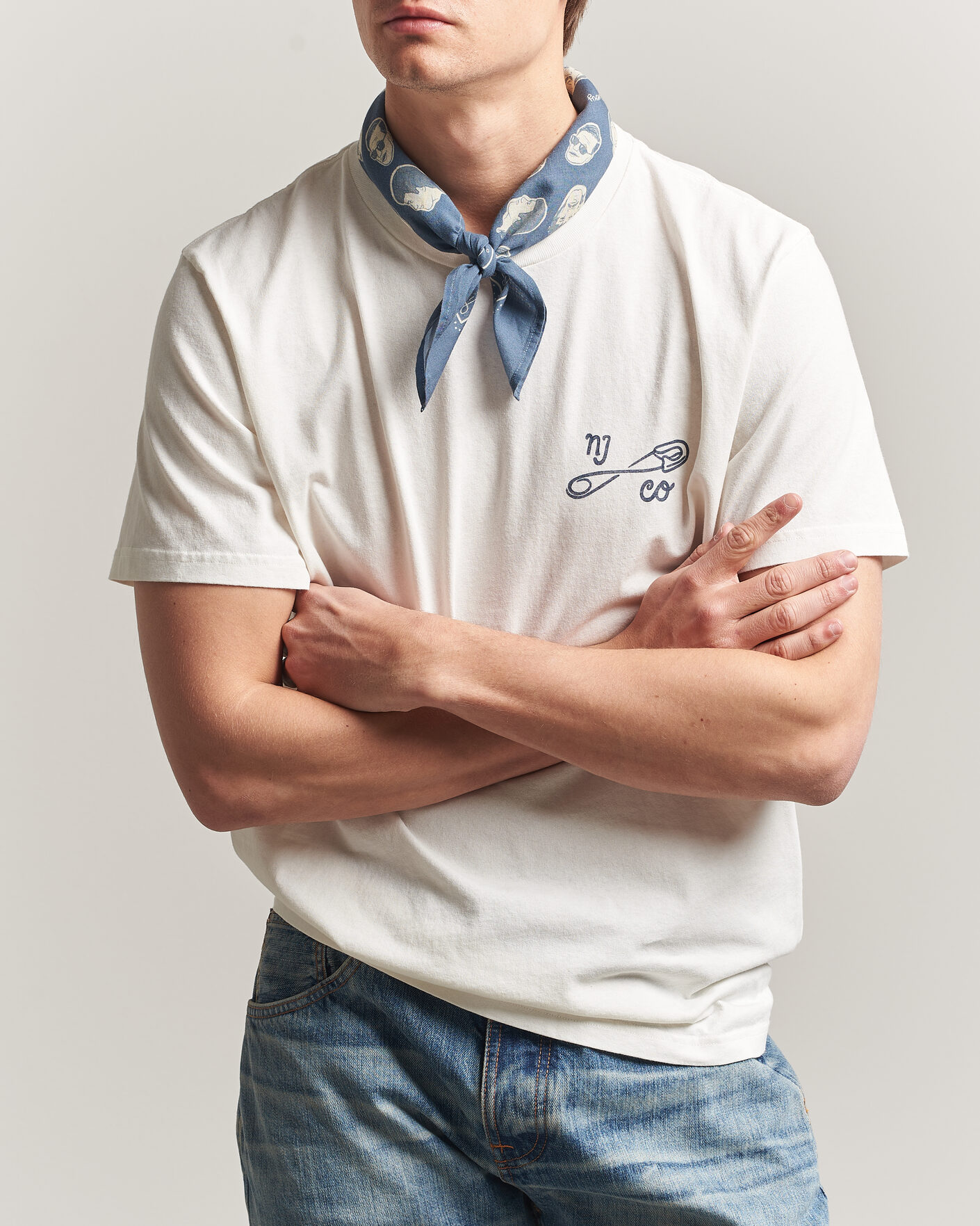 Homme | T-shirts | Nudie Jeans | Roy NJCO Pin T-Shirt Chalk White