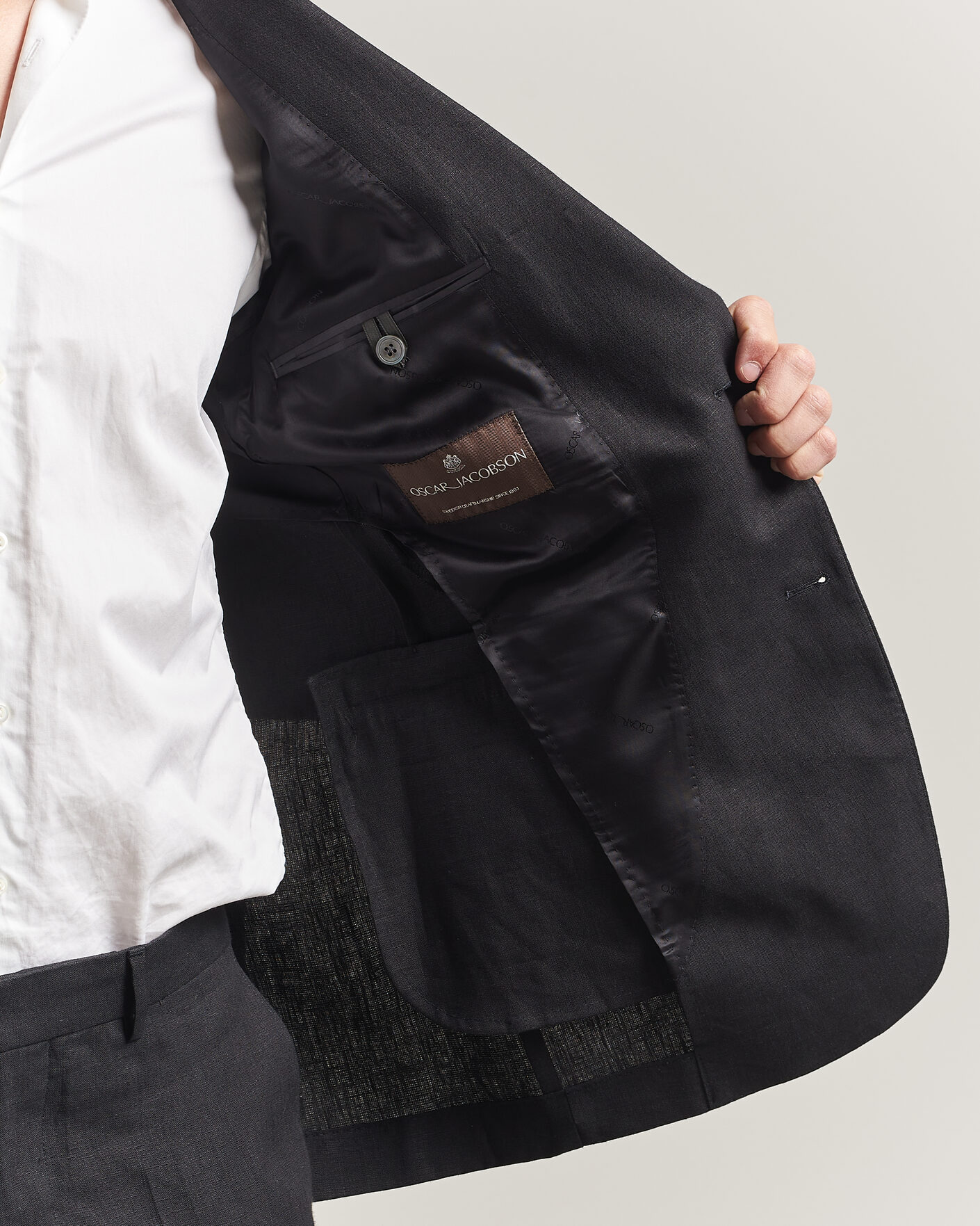 Homme | Blazers | Oscar Jacobson | Rufus Soft Linen Blazer Black