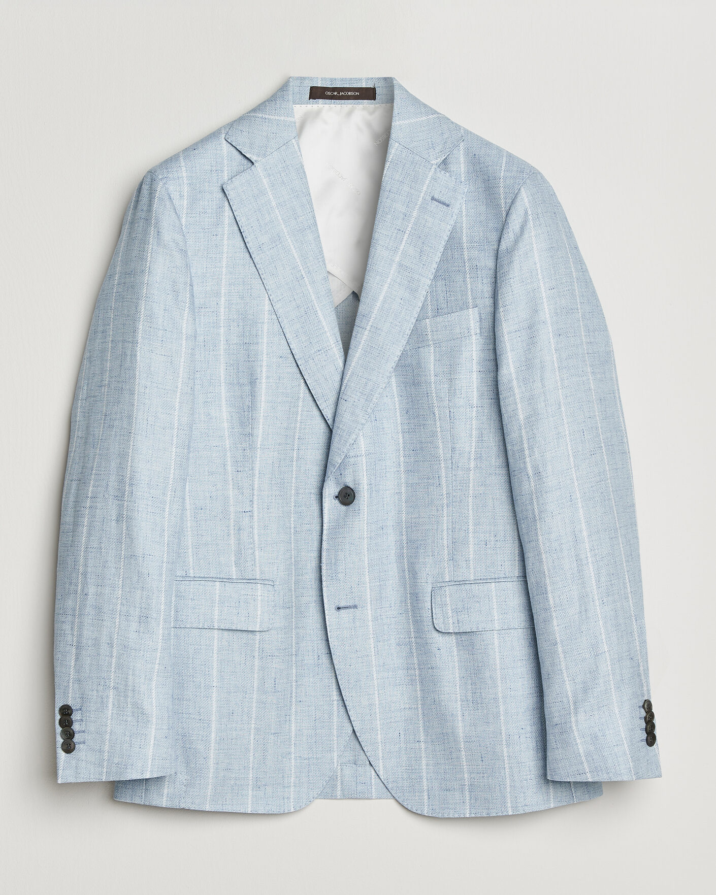 Homme | Blazers | Oscar Jacobson | Ferry Soft Linen/Cotton Blazer Light Blue