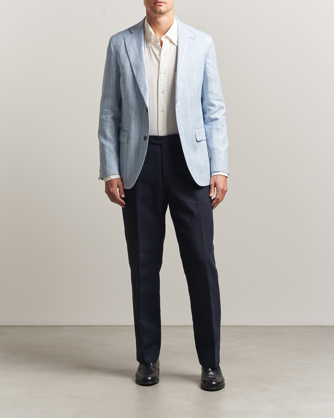 Homme | Blazers | Oscar Jacobson | Ferry Soft Linen/Cotton Blazer Light Blue