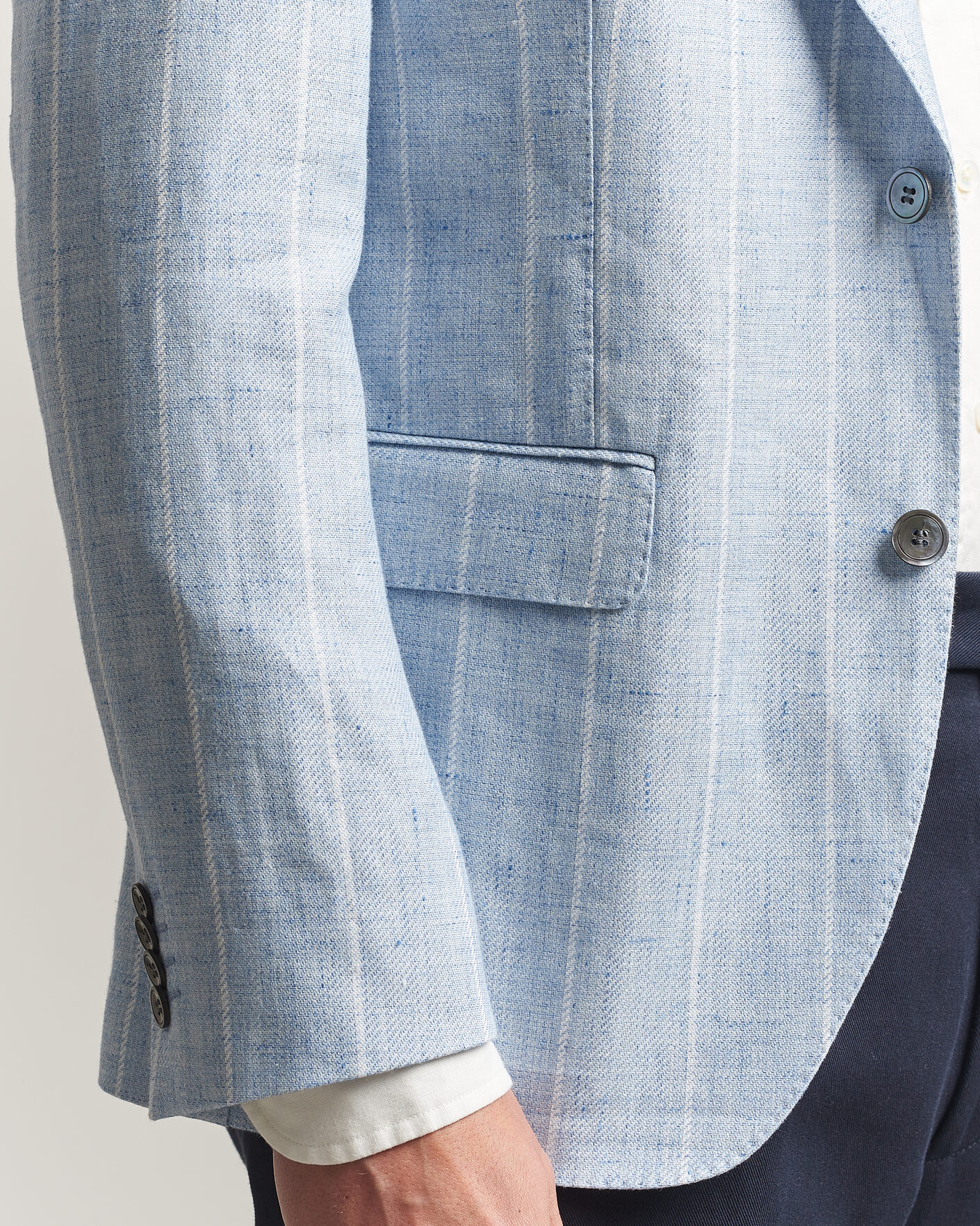 Homme | Blazers | Oscar Jacobson | Ferry Soft Linen/Cotton Blazer Light Blue