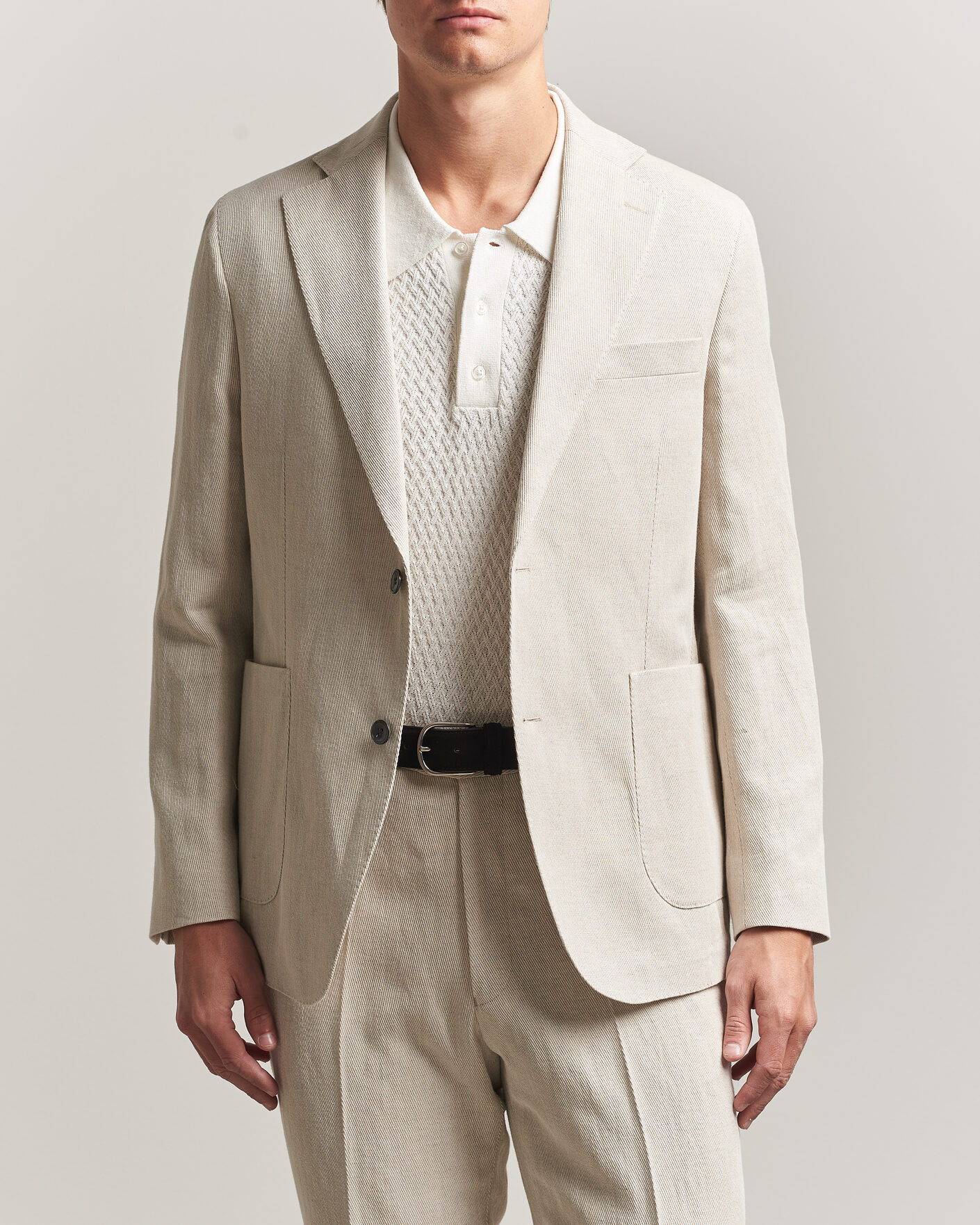 Homme | Blazers | Oscar Jacobson | Ferry Patch Cotton/Linen Blazer Off White