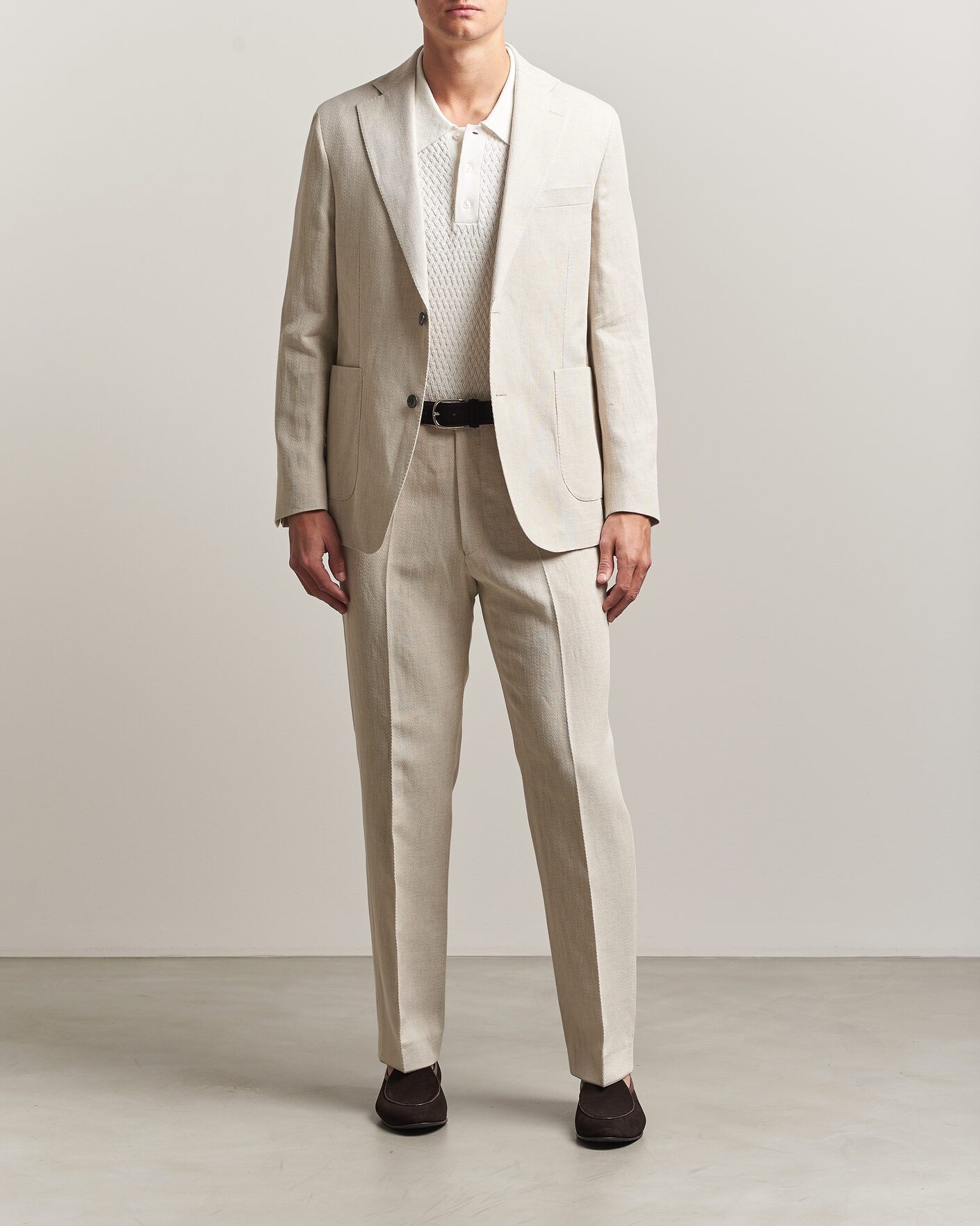 Homme | Pantalons | Oscar Jacobson | Dell Cotton/Linen Trousers Off White