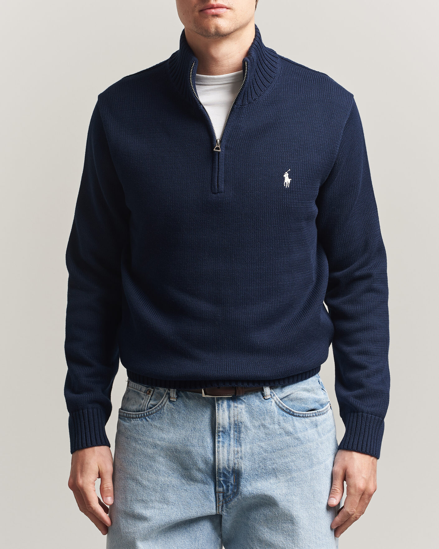 Homme | Pulls Et Tricots | Polo Ralph Lauren | Cotton Crew Neck Half-Zip Hunter Navy
