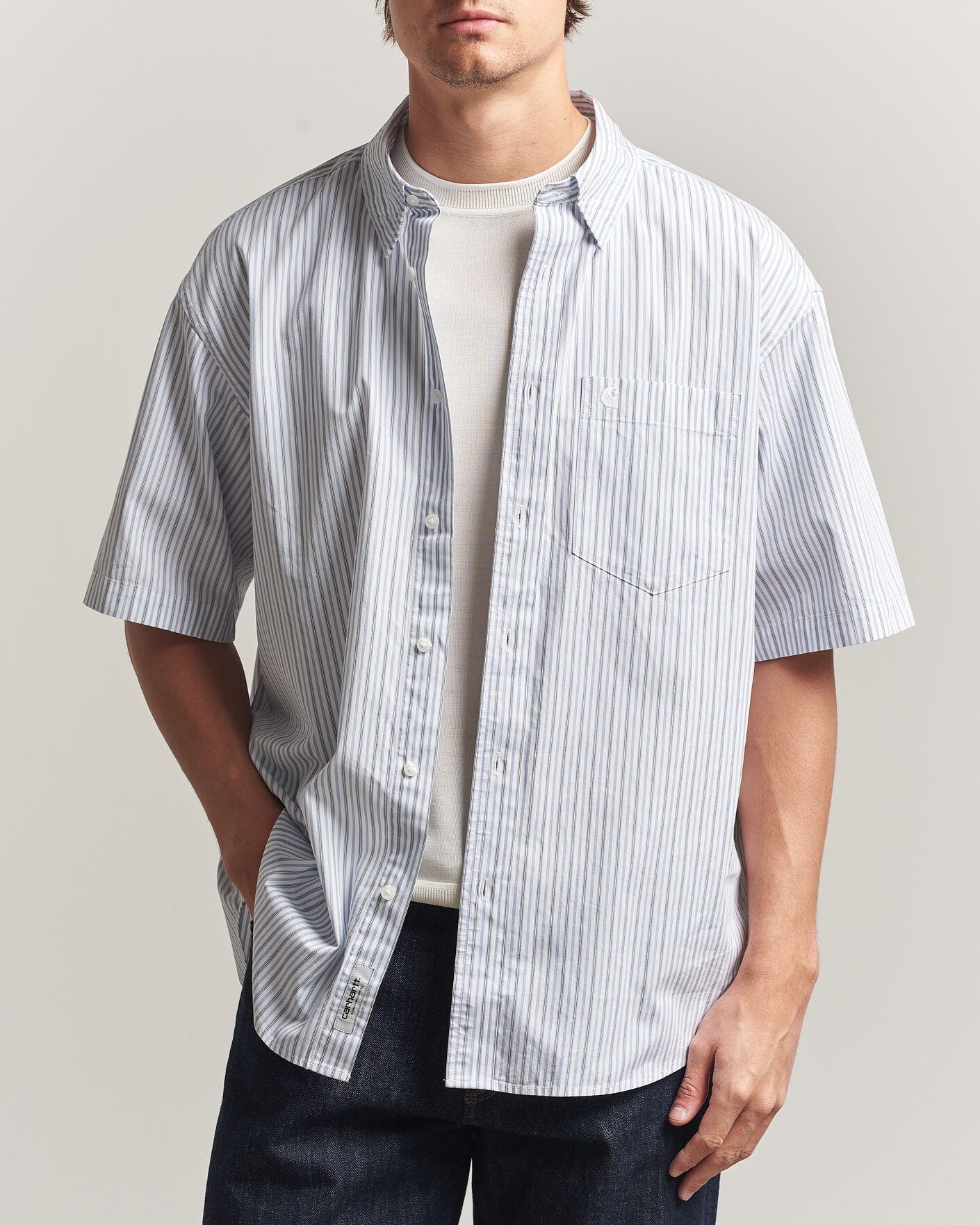 Homme | Chemises | Carhartt WIP | Short Sleeve Keene Cotton/Poplin Shirt White