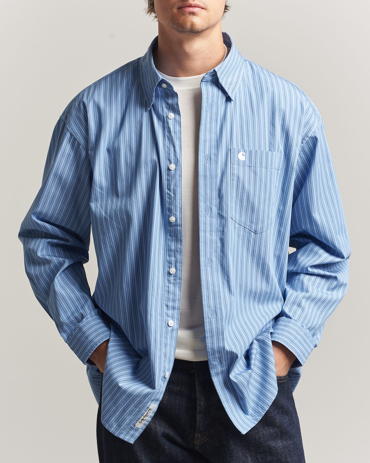 Homme | Chemises | Carhartt WIP | Keen Striped Cotton Poplin Shirt Curacao