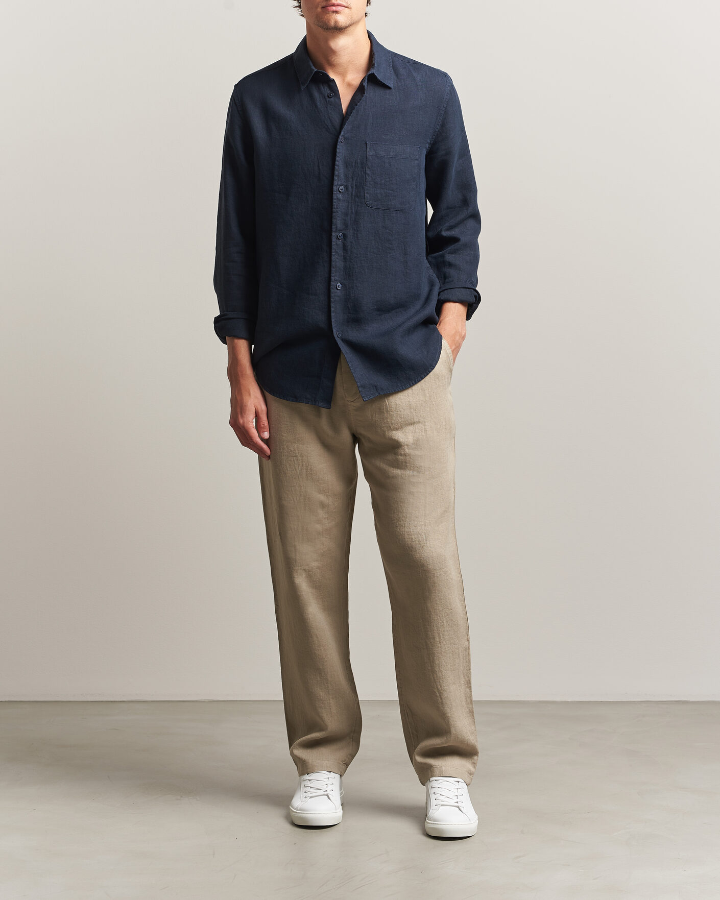 Homme | Pantalons | Samsøe Samsøe | Jabari Linen Drawstring Trousers Aluminum