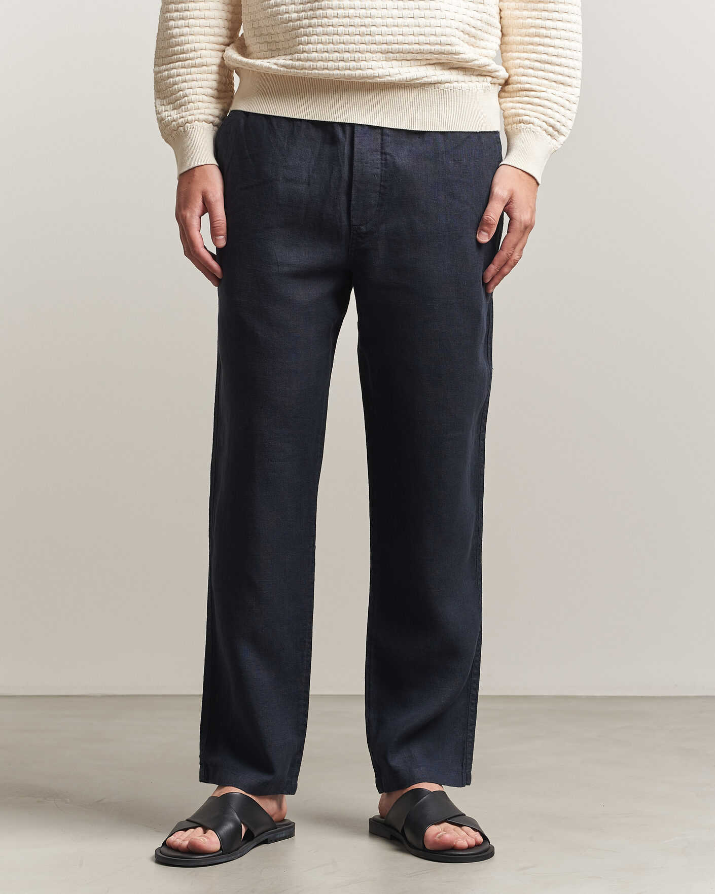 Homme | Pantalons | Samsøe Samsøe | Jabari Linen Drawstring Trousers Salute Navy