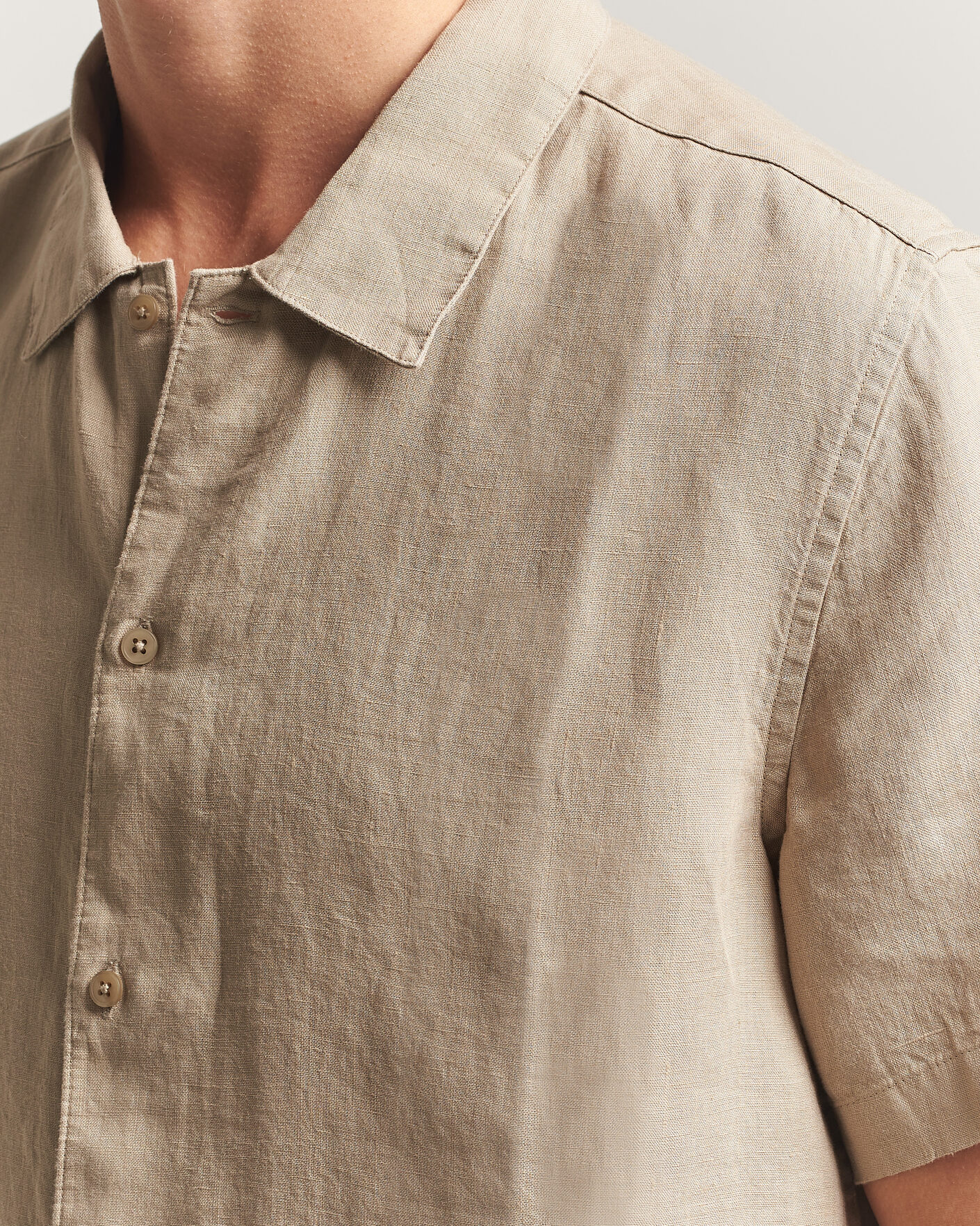 Homme | Chemises | Samsøe Samsøe | Avan Linen Short Sleeve Shirt Aluminum