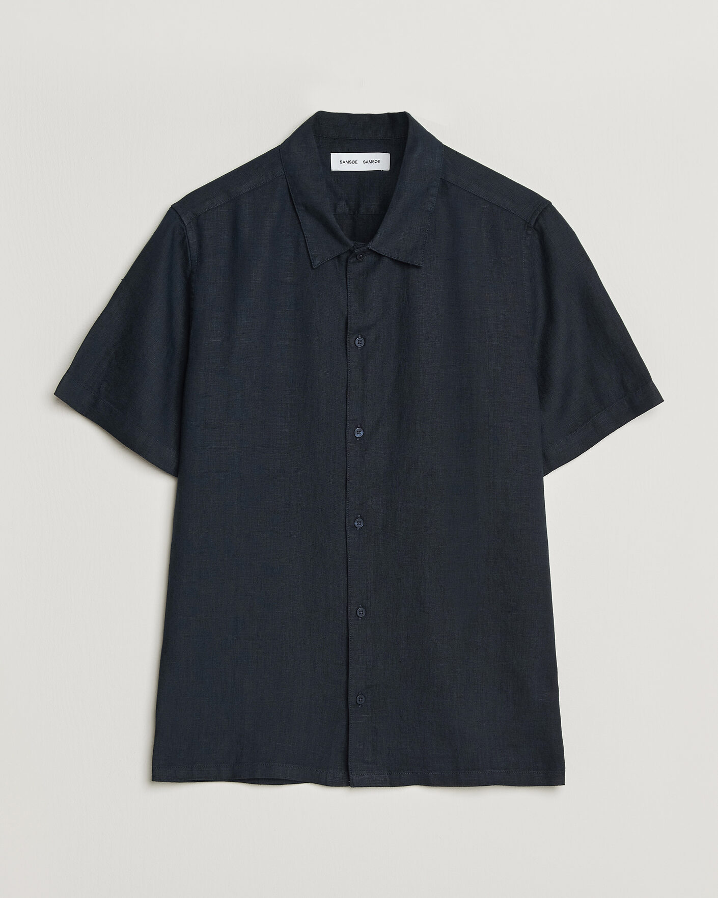 Homme | Chemises | Samsøe Samsøe | Avan Linen Short Sleeve Shirt Salute Navy