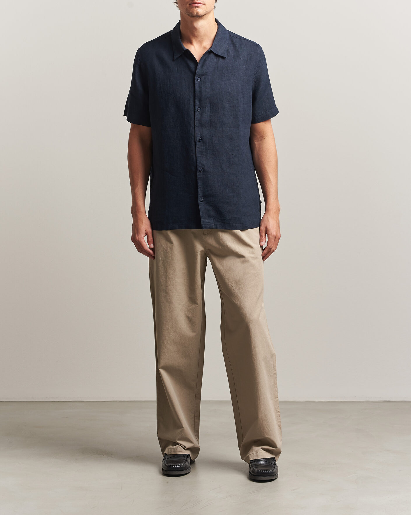 Homme | Chemises | Samsøe Samsøe | Avan Linen Short Sleeve Shirt Salute Navy