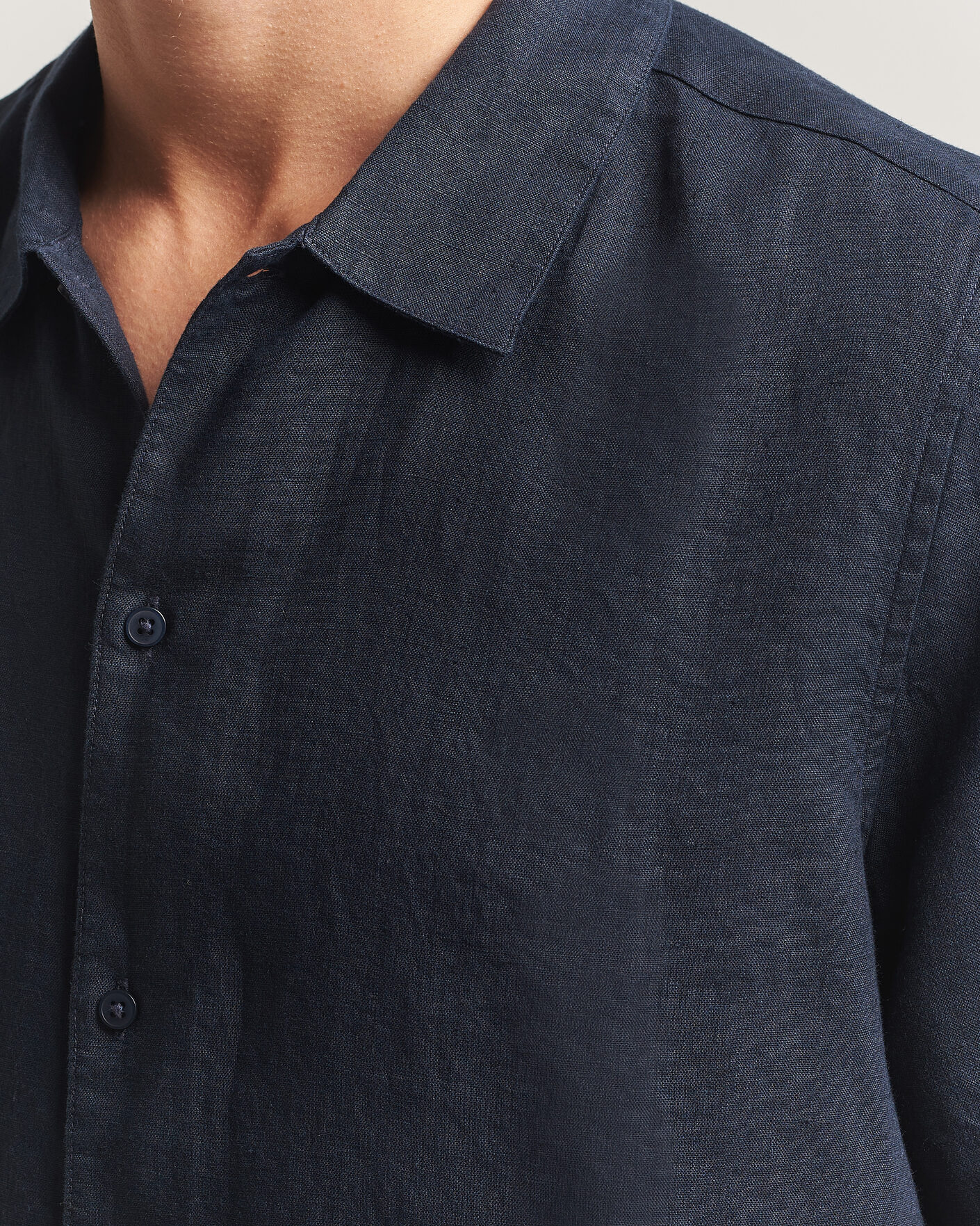 Homme | Chemises | Samsøe Samsøe | Avan Linen Short Sleeve Shirt Salute Navy