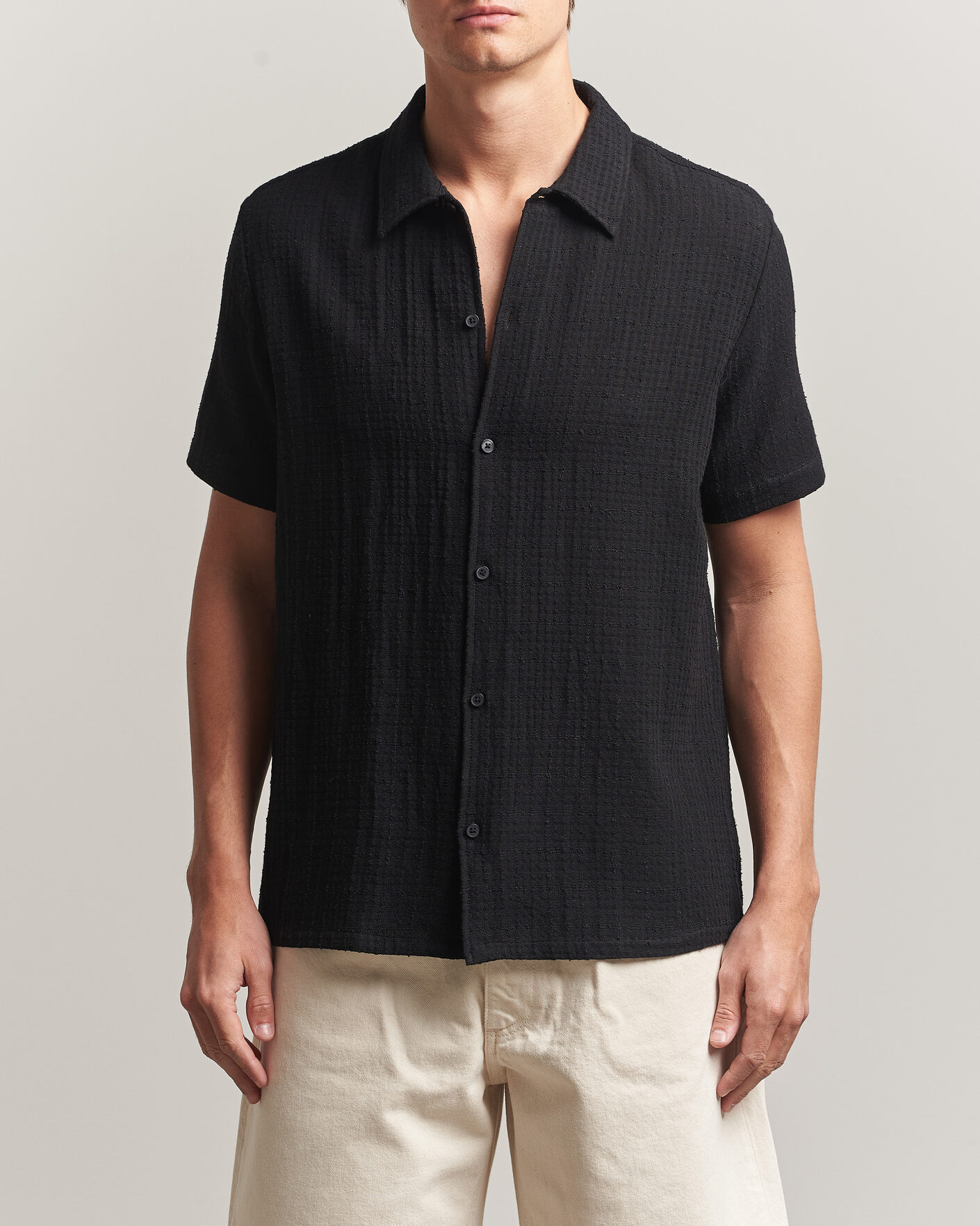 Homme | Chemises | Samsøe Samsøe | Avan Structured Short Sleeve Shirt Black