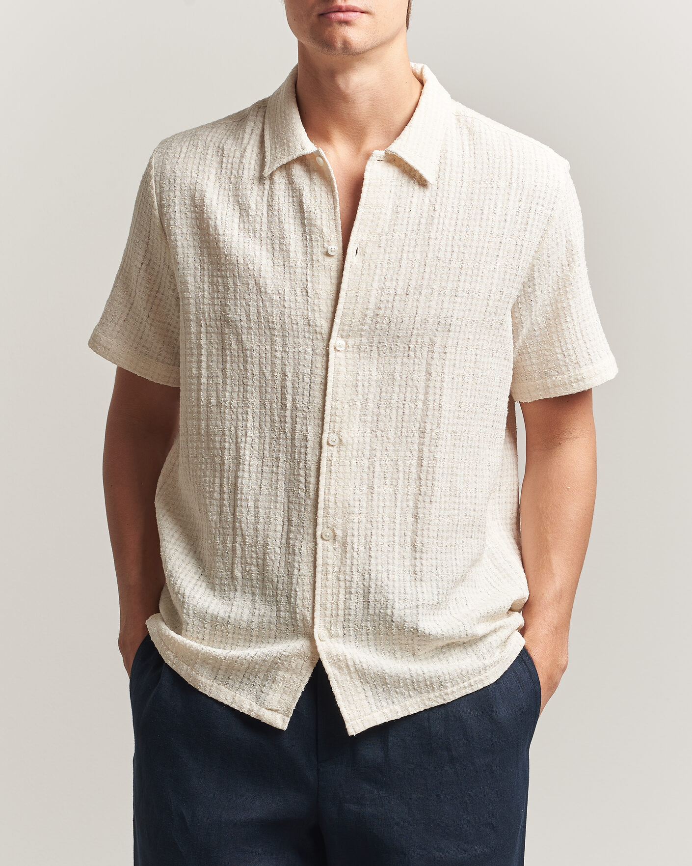 Homme | Chemises | Samsøe Samsøe | Avan Structured Short Sleeve Shirt Clear Cream