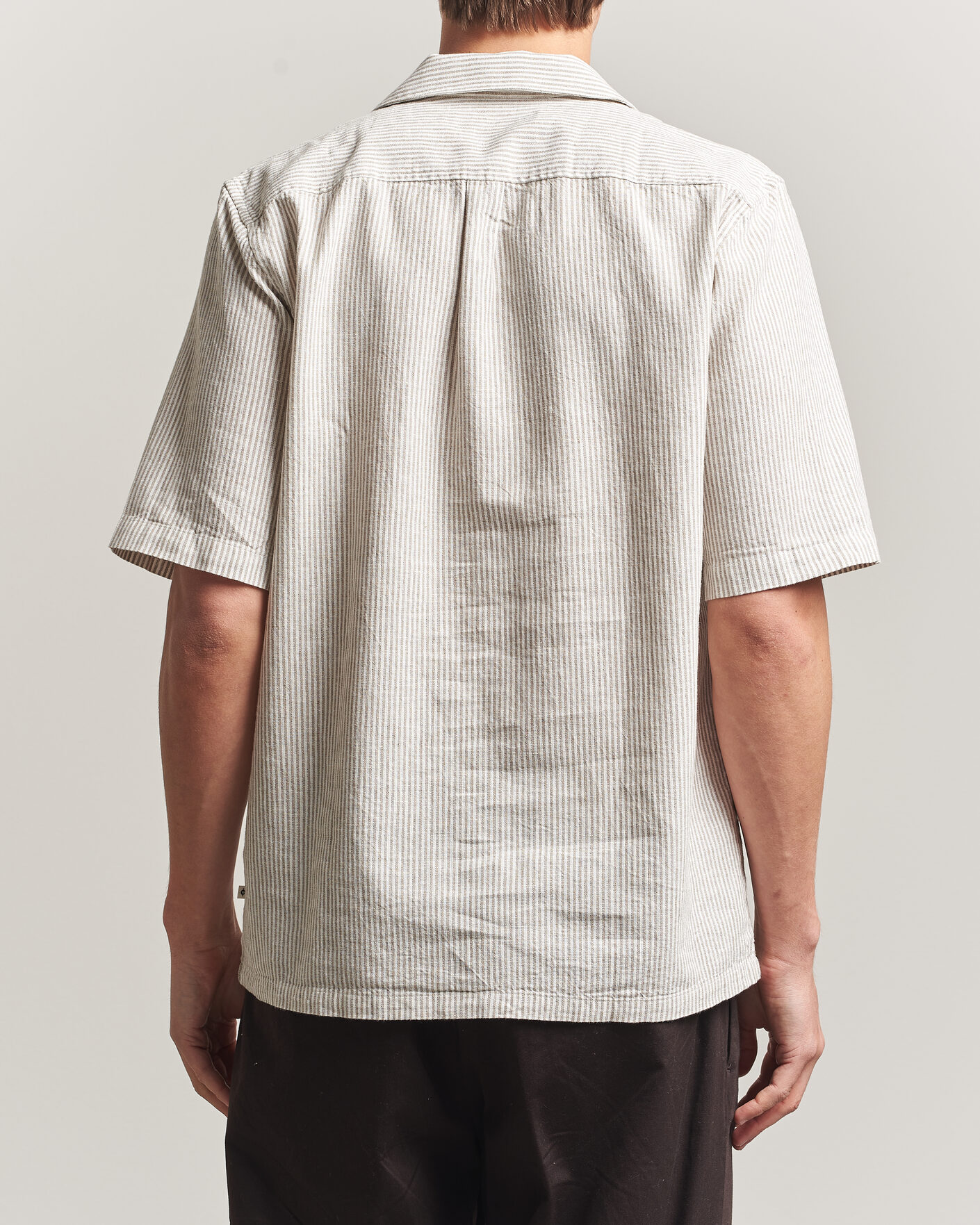 Homme | Chemises | Samsøe Samsøe | Oscar Linen/Cotton Striped Short Sleeve Shirt Aluminum