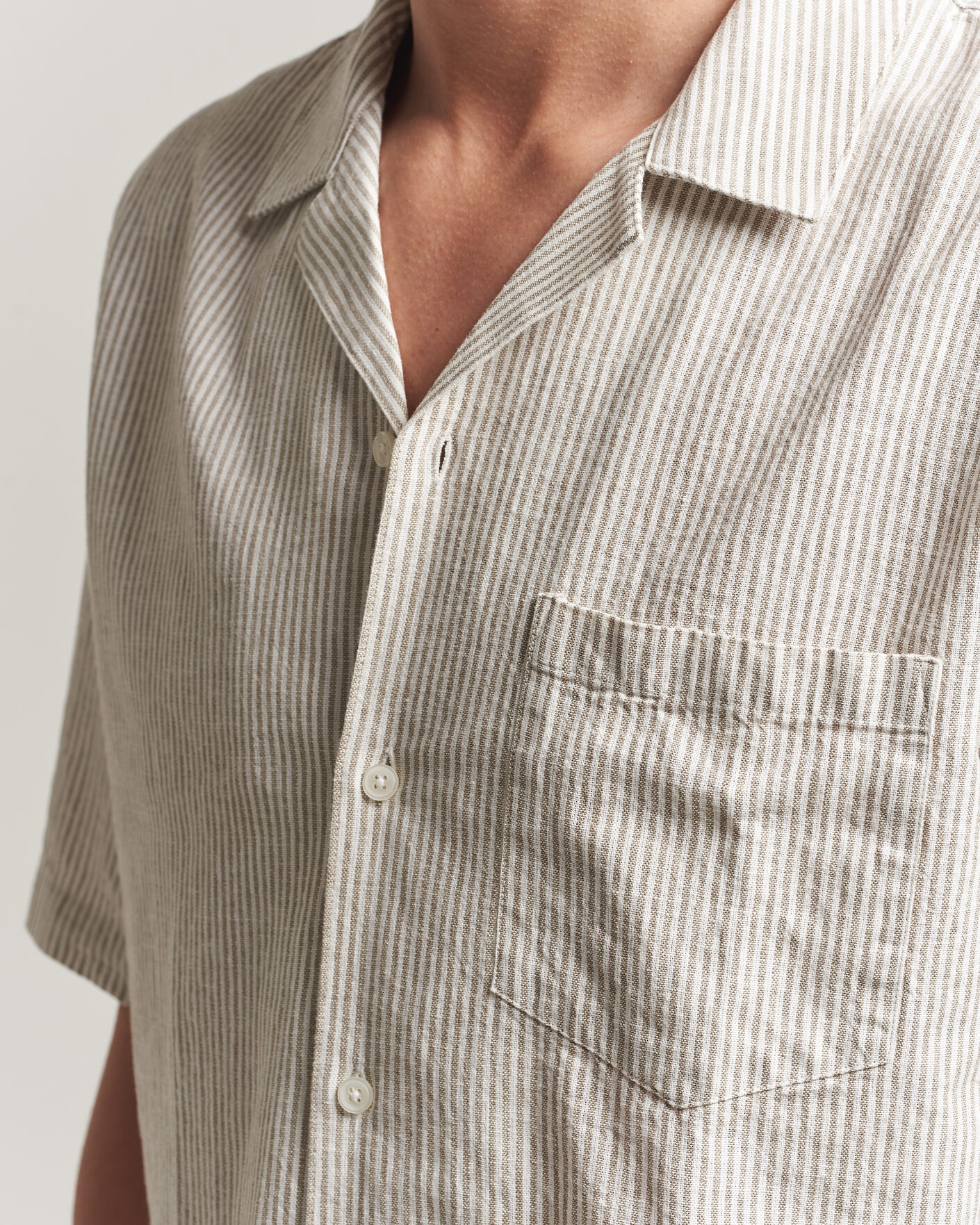 Homme | Chemises | Samsøe Samsøe | Oscar Linen/Cotton Striped Short Sleeve Shirt Aluminum