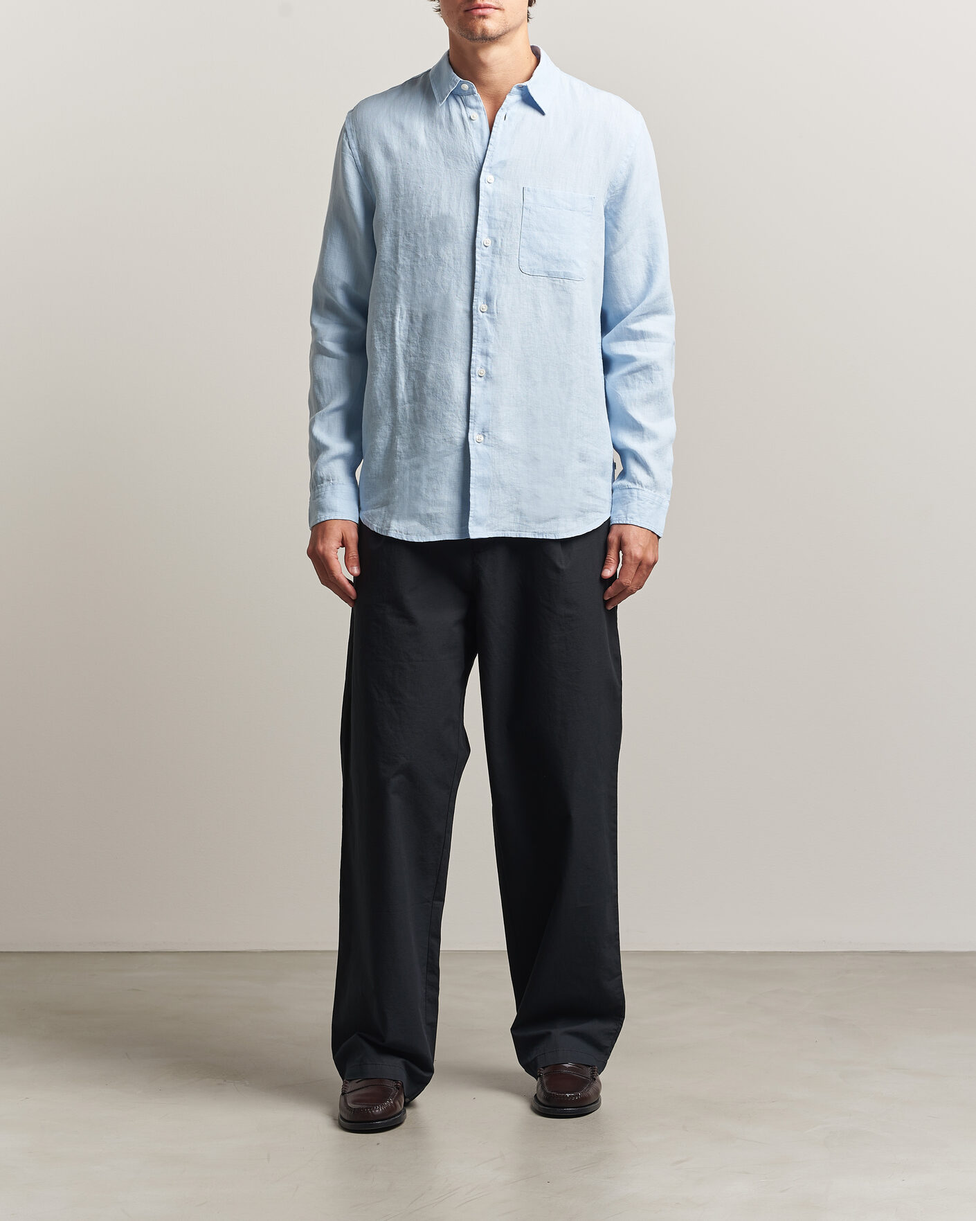 Homme | Pantalons | Samsøe Samsøe | Valentin Cotton/Linen Pleated Trousers Black