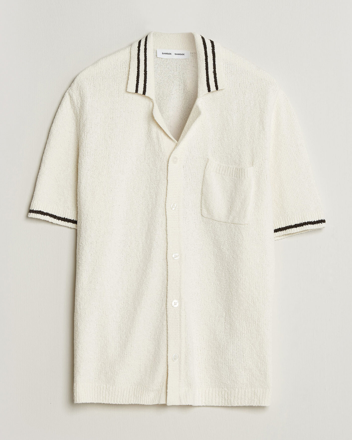 Homme | Chemises | Samsøe Samsøe | Pedro Knitted Short Sleeve Shirt Clear Cream