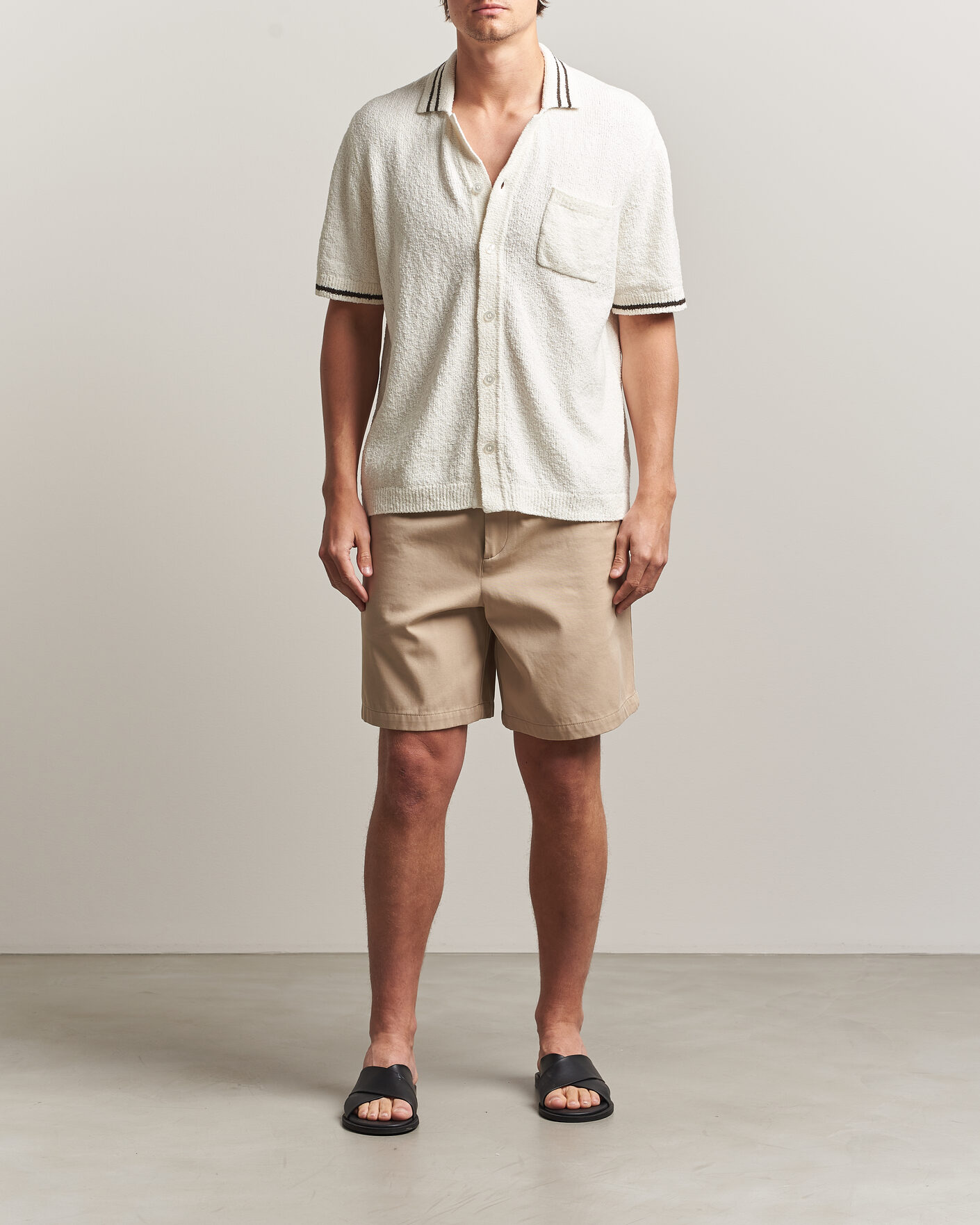 Homme | Chemises | Samsøe Samsøe | Pedro Knitted Short Sleeve Shirt Clear Cream