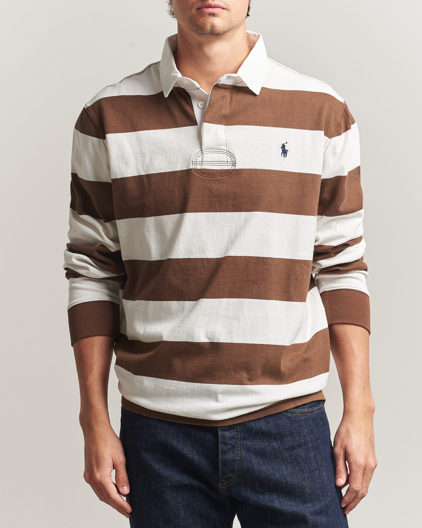 Homme | Pulls Et Tricots | Polo Ralph Lauren | Block Striped Rugby Pale Russet/Trophy Cream