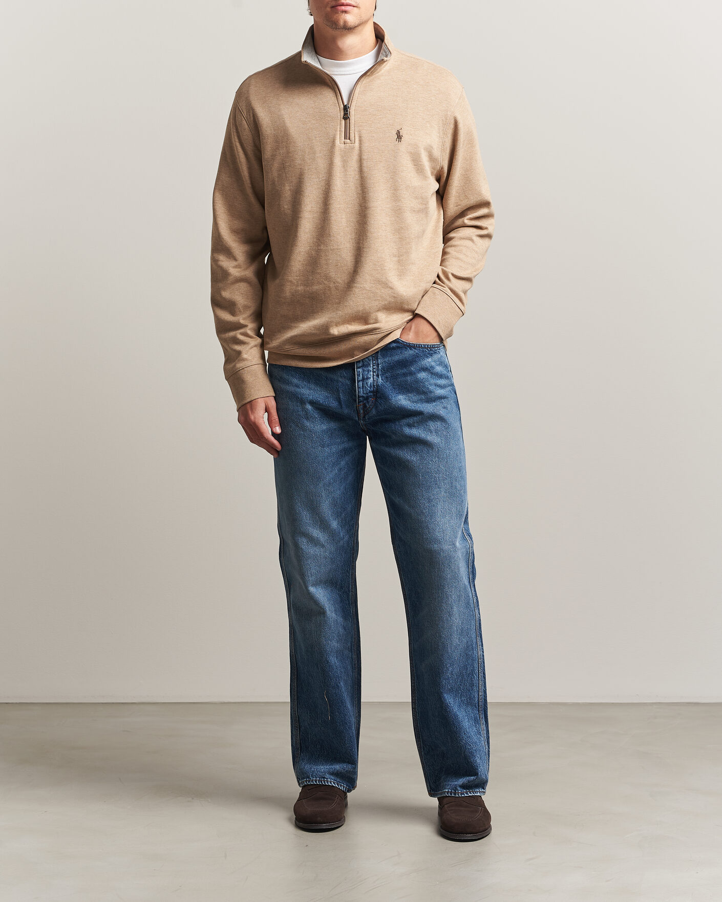 Homme | Pulls Et Tricots | Polo Ralph Lauren | Double Knit Half Zip Warm Brown