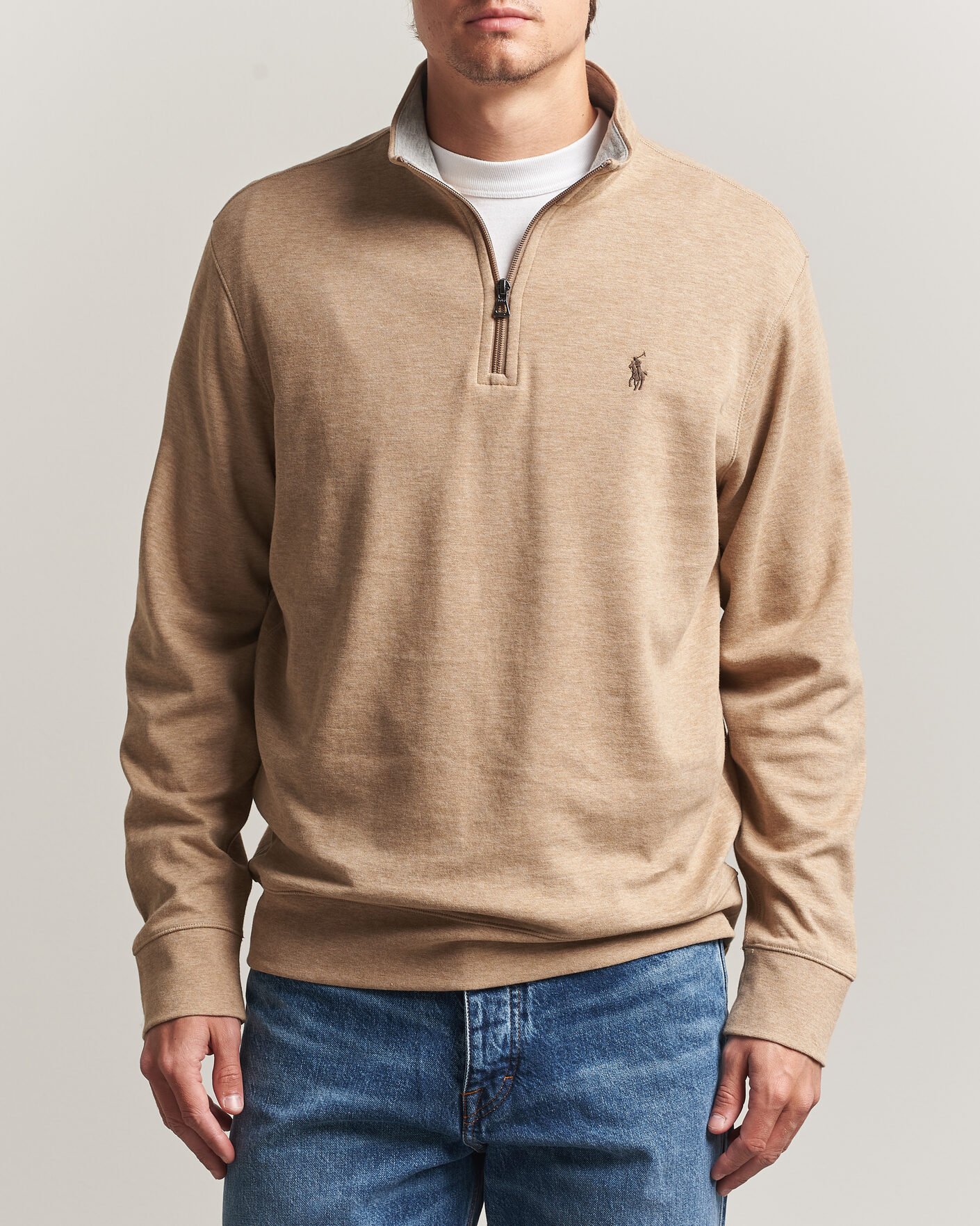 Homme | Pulls Et Tricots | Polo Ralph Lauren | Double Knit Half Zip Warm Brown