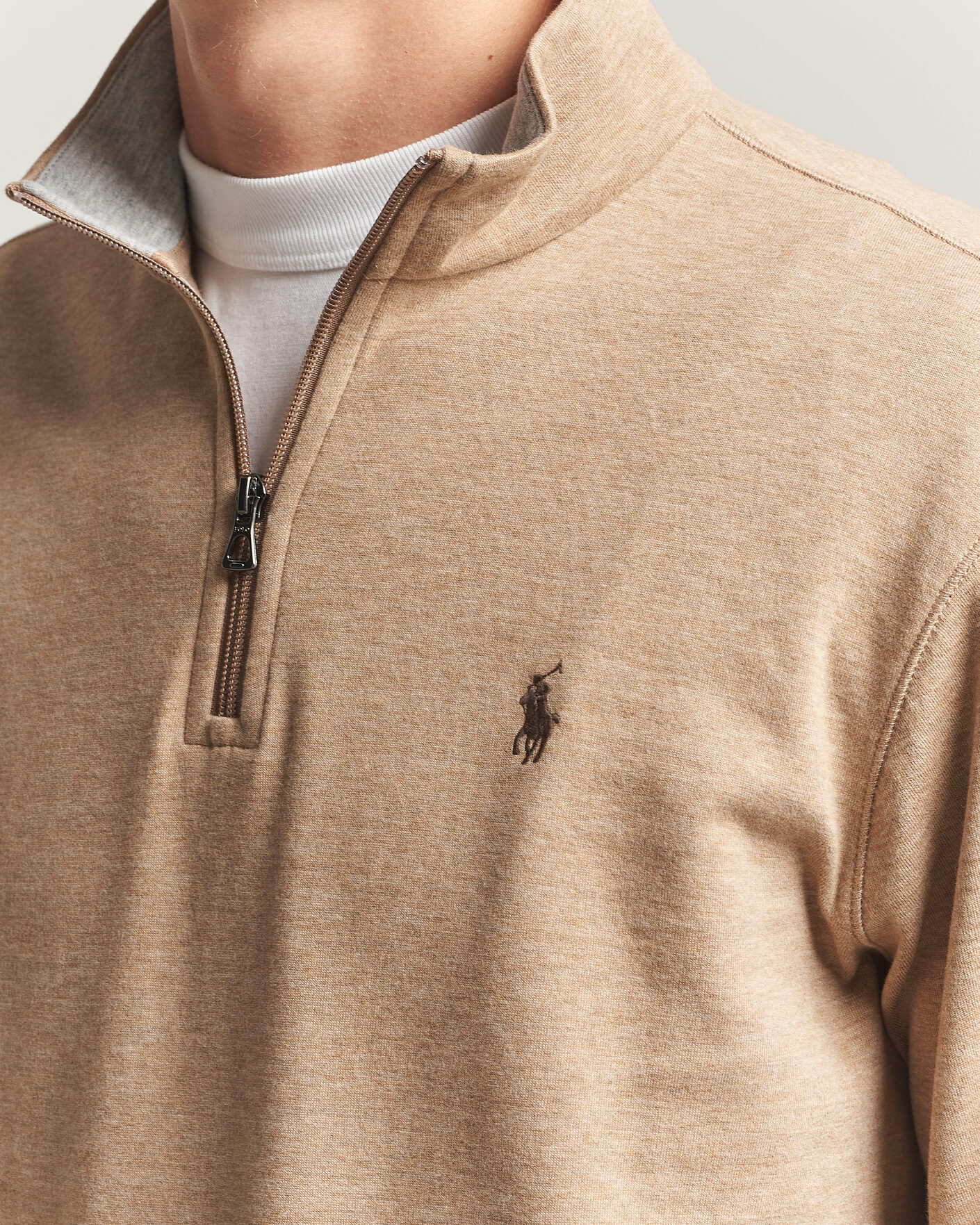 Homme | Pulls Et Tricots | Polo Ralph Lauren | Double Knit Half Zip Warm Brown