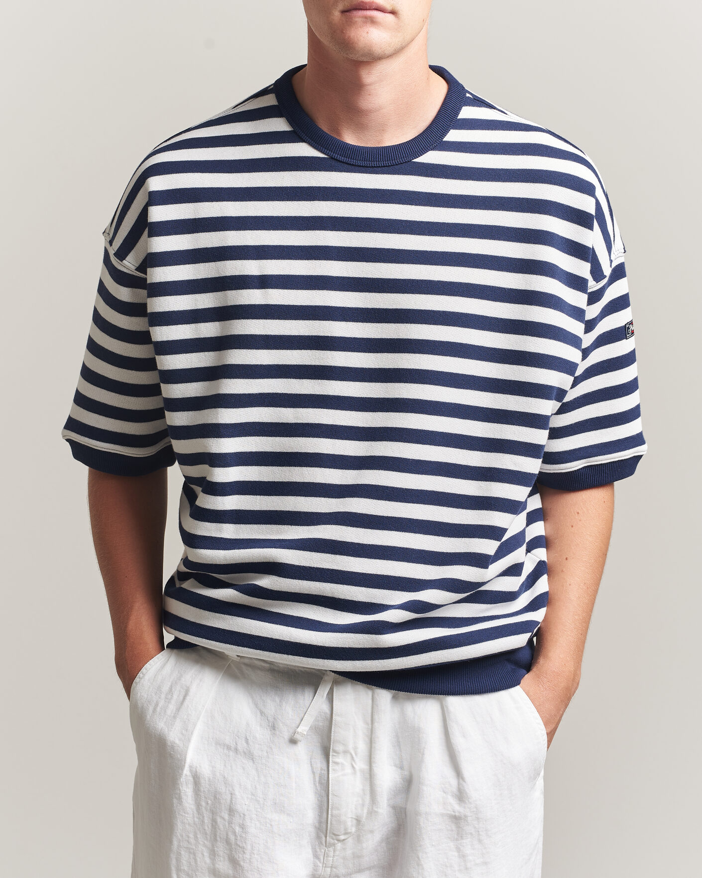 Homme | T-shirts | Polo Ralph Lauren | Striped Short Sleeve Sweater Newport Navy/White
