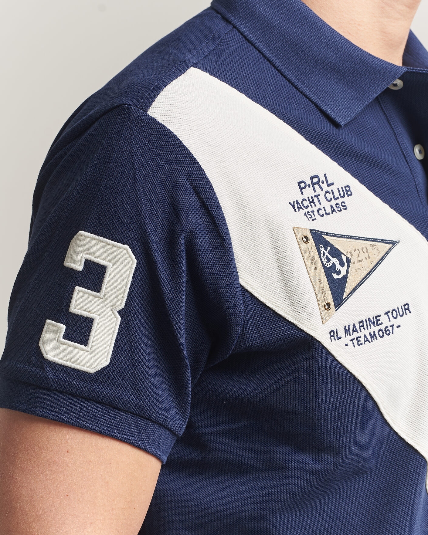 Homme | Polos | Polo Ralph Lauren | Custom Slim Diagonal Stipe Polo Newport Navy/Nevis