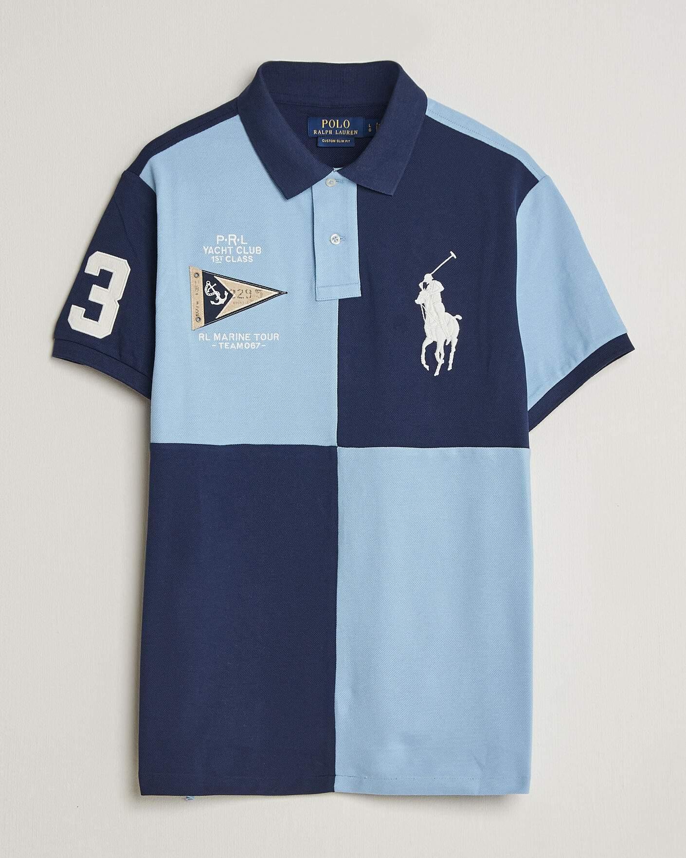 Homme | Polos | Polo Ralph Lauren | Custom Slim Rugby Block Polo NPT Navy/Powder Blue