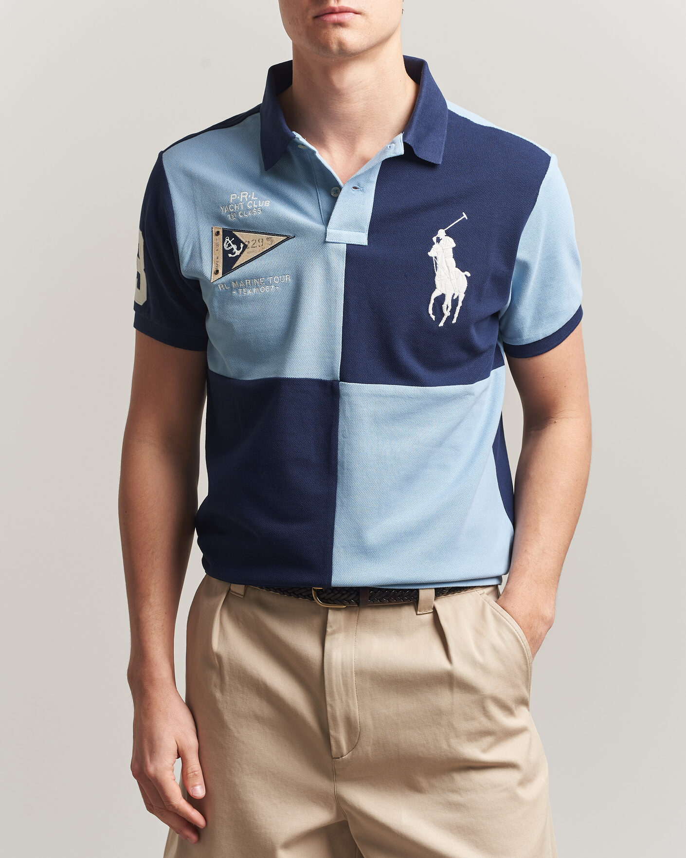 Homme | Polos | Polo Ralph Lauren | Custom Slim Rugby Block Polo NPT Navy/Powder Blue