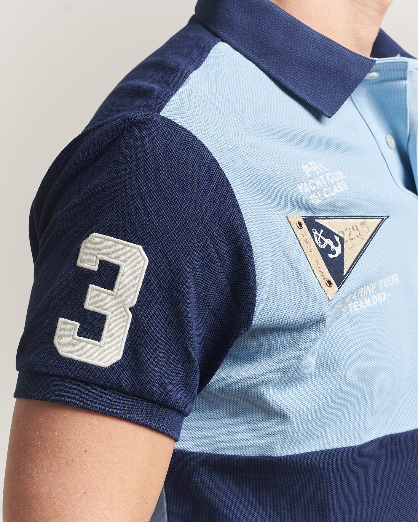 Homme | Polos | Polo Ralph Lauren | Custom Slim Rugby Block Polo NPT Navy/Powder Blue