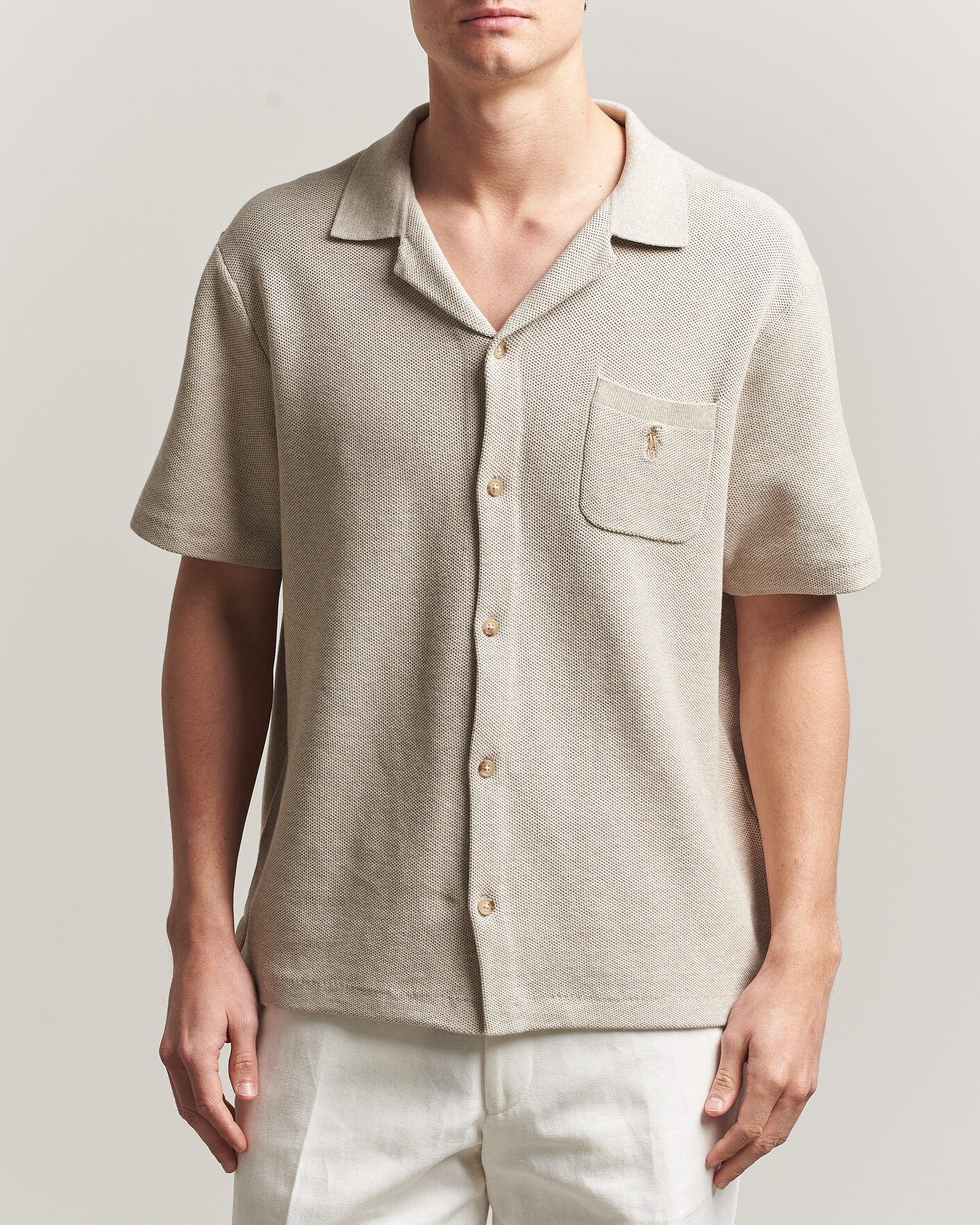 Homme | Chemises | Polo Ralph Lauren | Textured Camp Collar Cardigan Light Walnut Brown