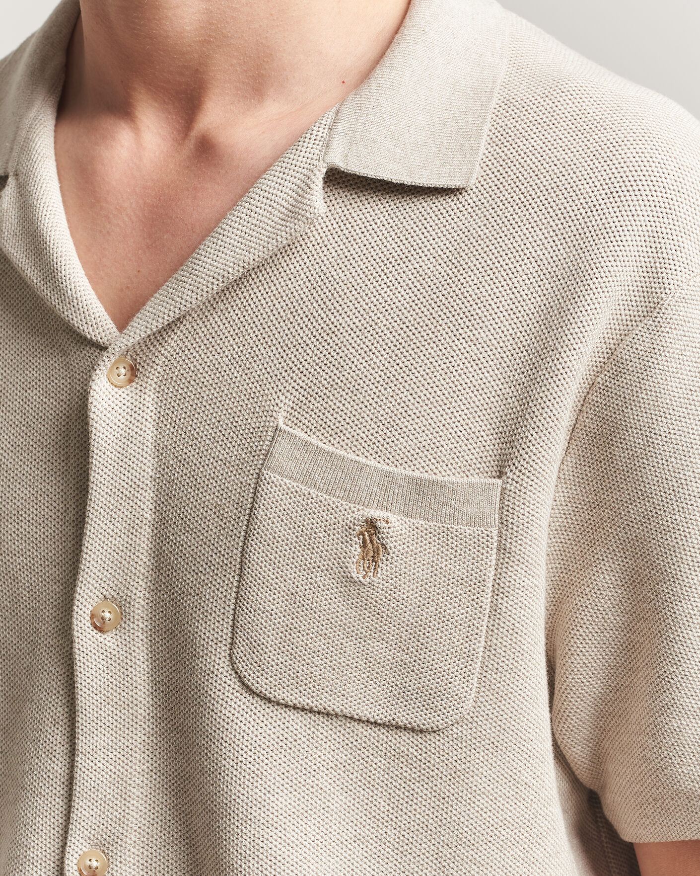 Homme | Chemises | Polo Ralph Lauren | Textured Camp Collar Cardigan Light Walnut Brown