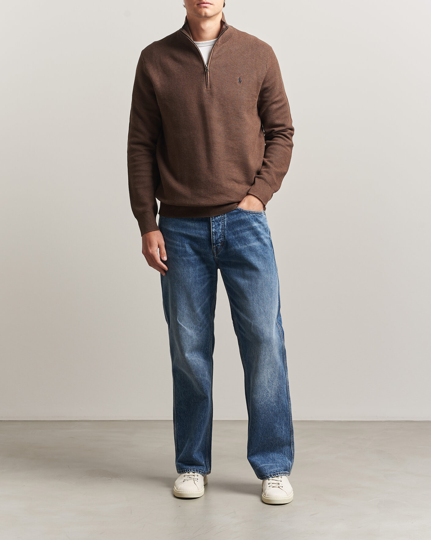 Homme | Pulls Et Tricots | Polo Ralph Lauren | Textued Half-Zip Nutmeg Brown Heather