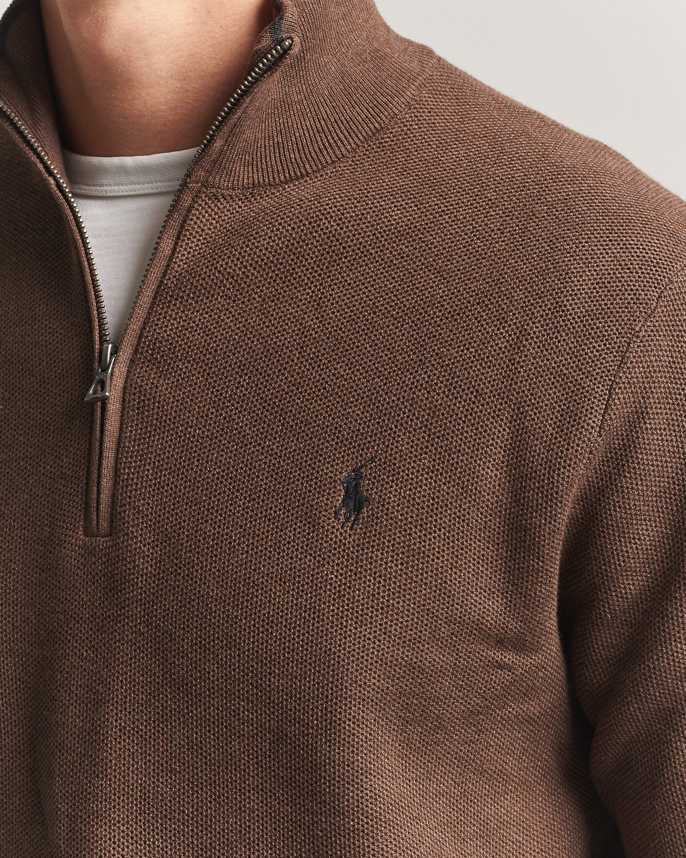 Homme | Pulls Et Tricots | Polo Ralph Lauren | Textued Half-Zip Nutmeg Brown Heather
