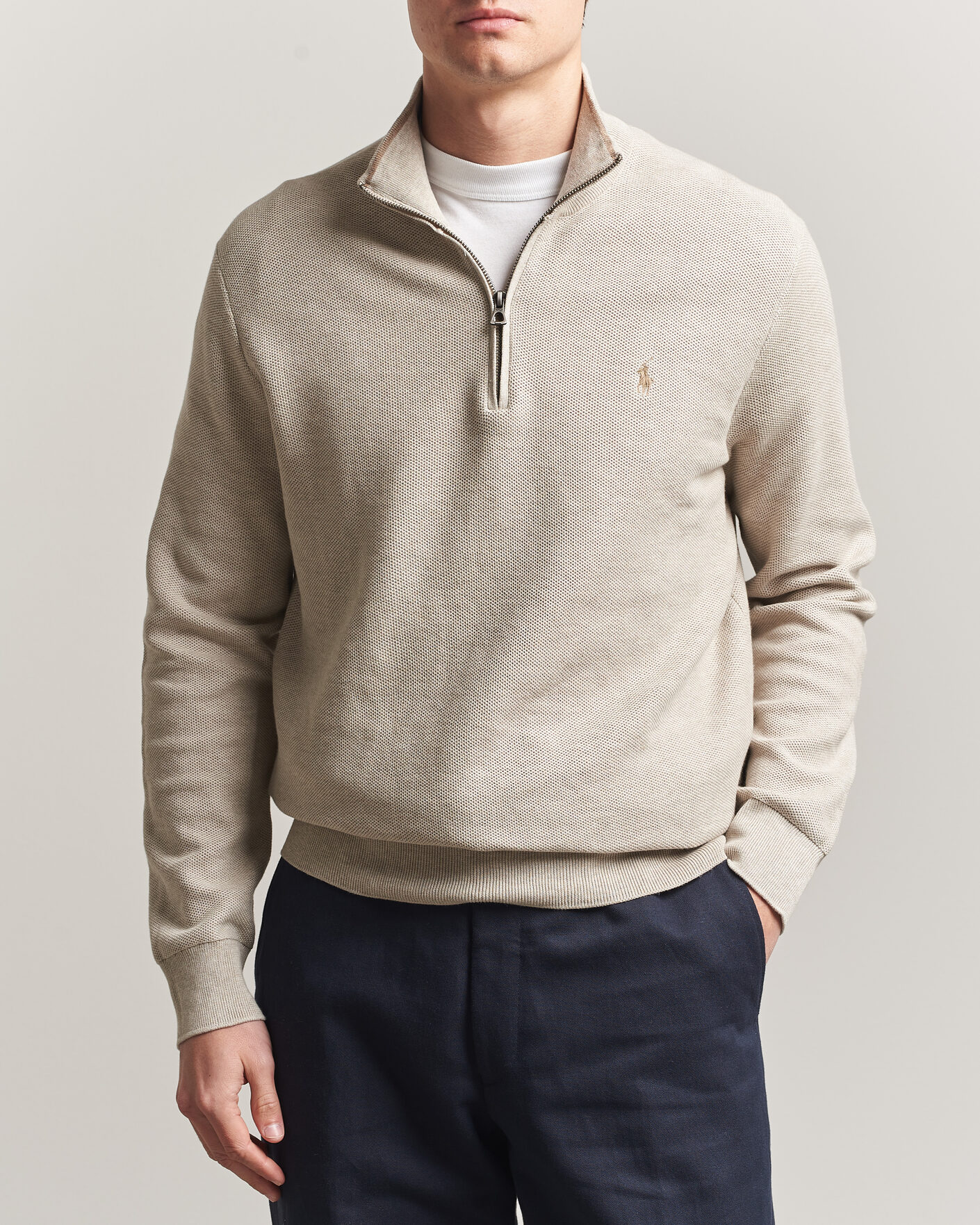Homme | Pulls Et Tricots | Polo Ralph Lauren | Textued Half-Zip Light Walnut Brown Heather