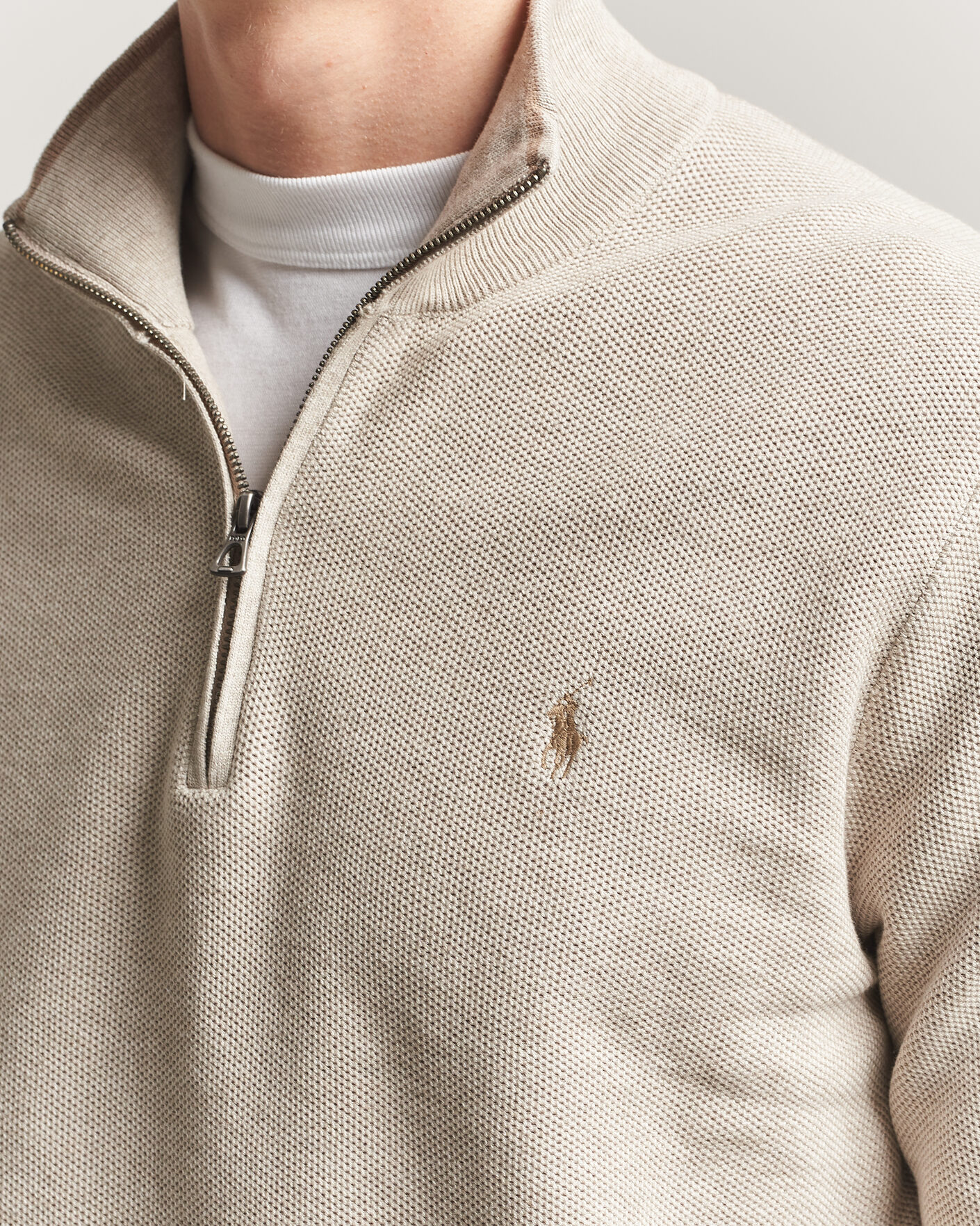 Homme | Pulls Et Tricots | Polo Ralph Lauren | Textued Half-Zip Light Walnut Brown Heather