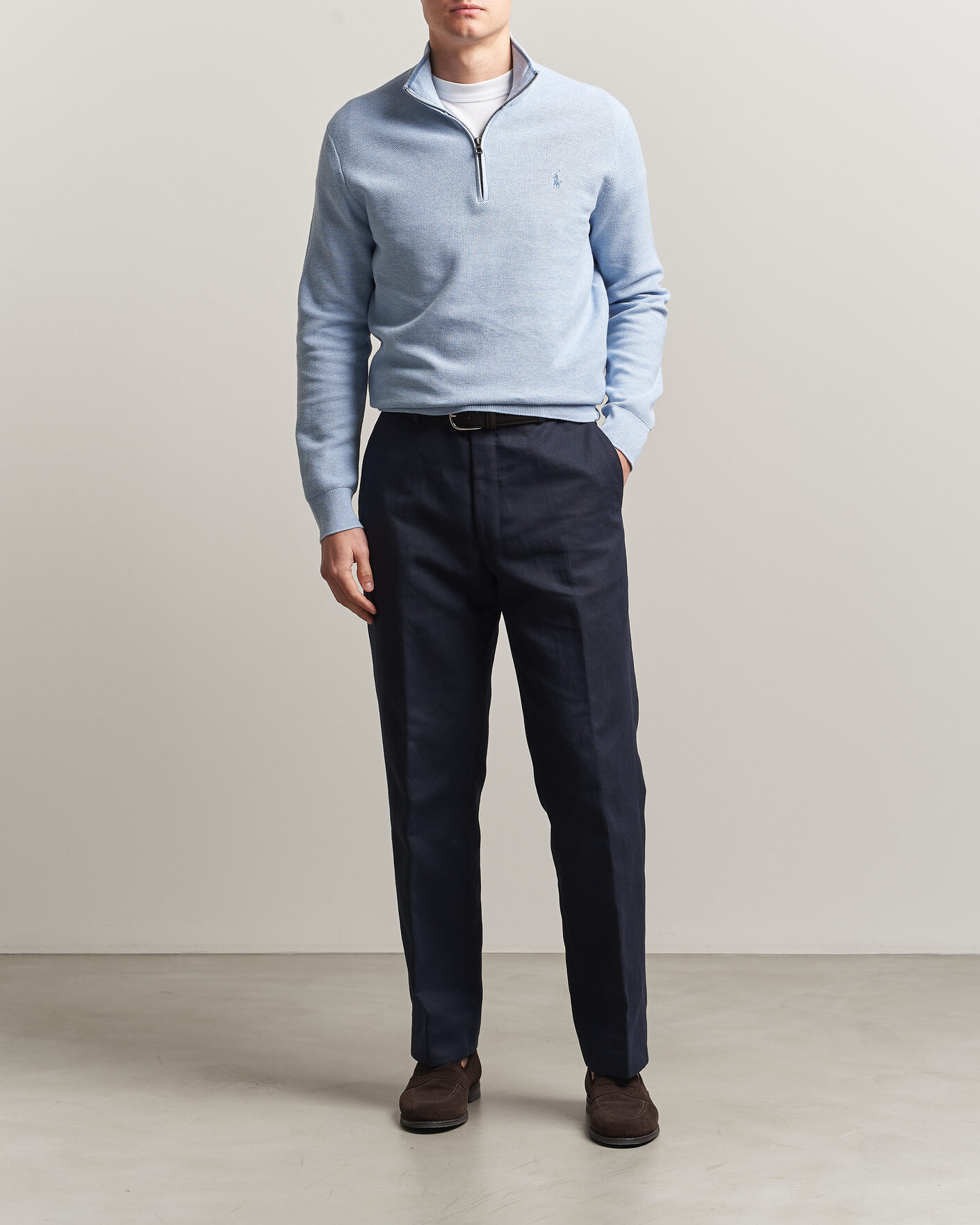 Homme | Pulls Et Tricots | Polo Ralph Lauren | Textued Half-Zip Blue Hyacinth Heather