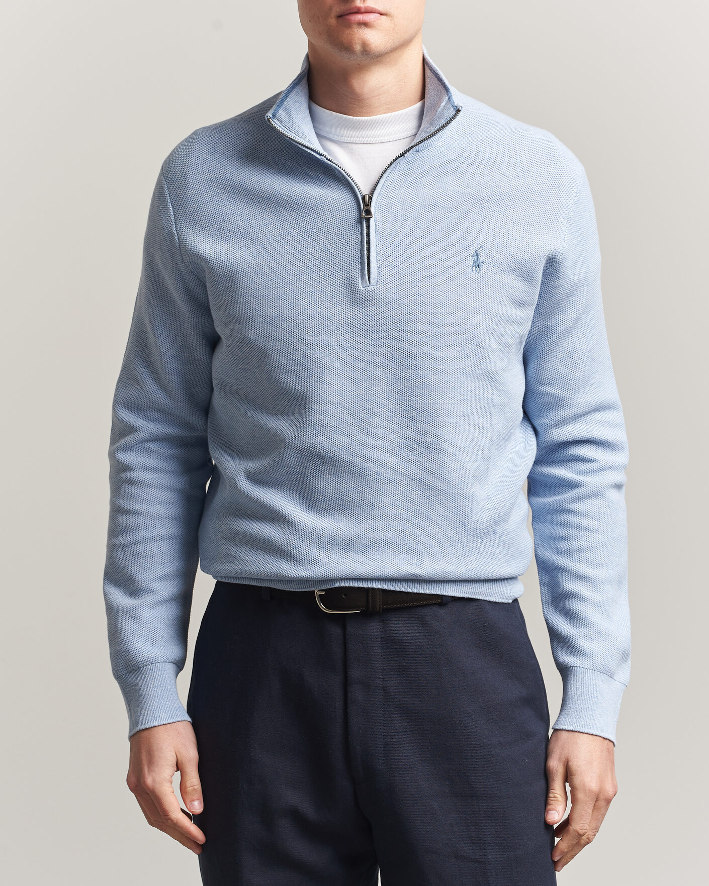 Homme | Pulls Et Tricots | Polo Ralph Lauren | Textued Half-Zip Blue Hyacinth Heather