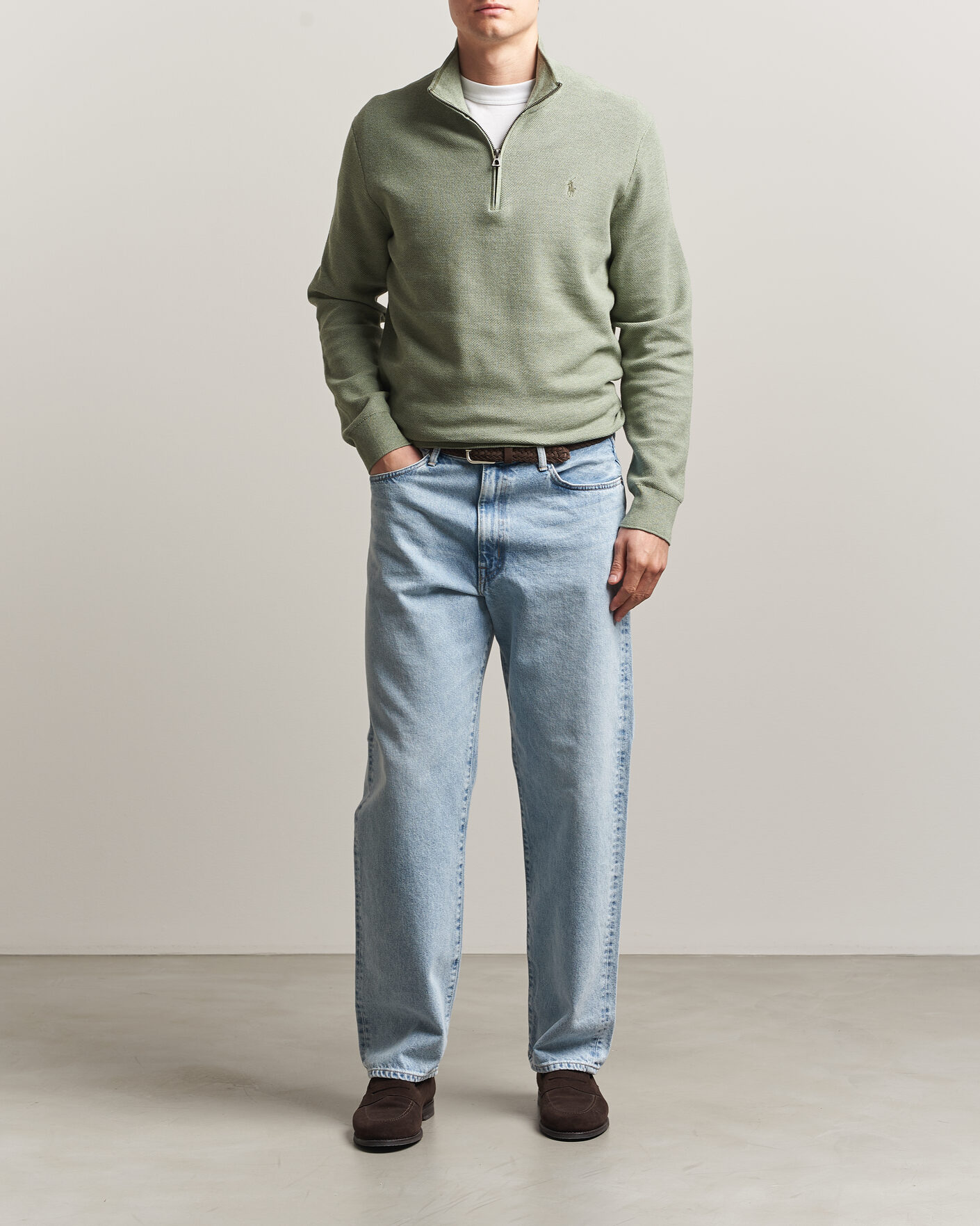 Homme | Pulls Et Tricots | Polo Ralph Lauren | Textured Half-Zip Fern Green Heather