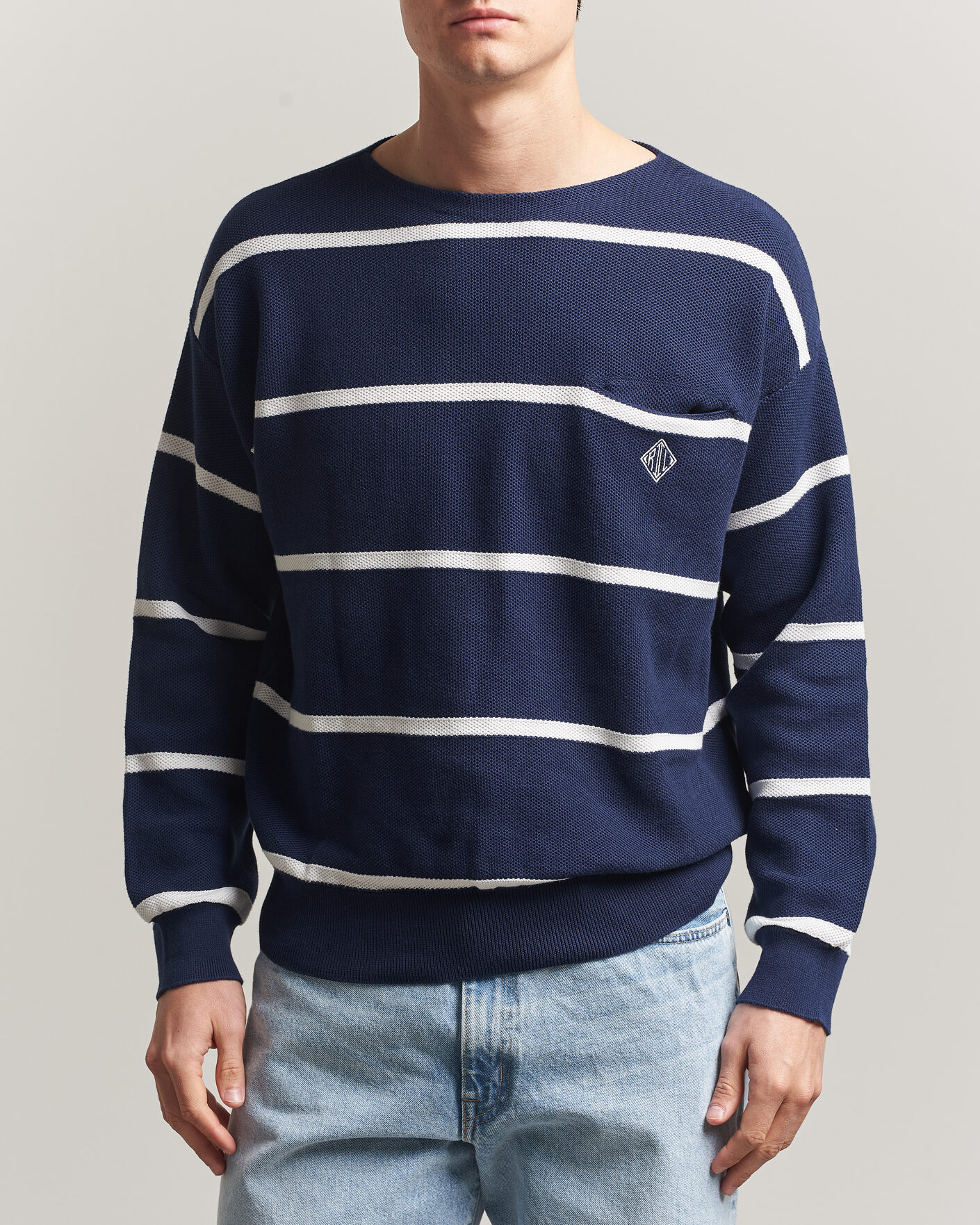 Homme | Pulls Et Tricots | Polo Ralph Lauren | Striped Boat Neck Sweater Navy Combo