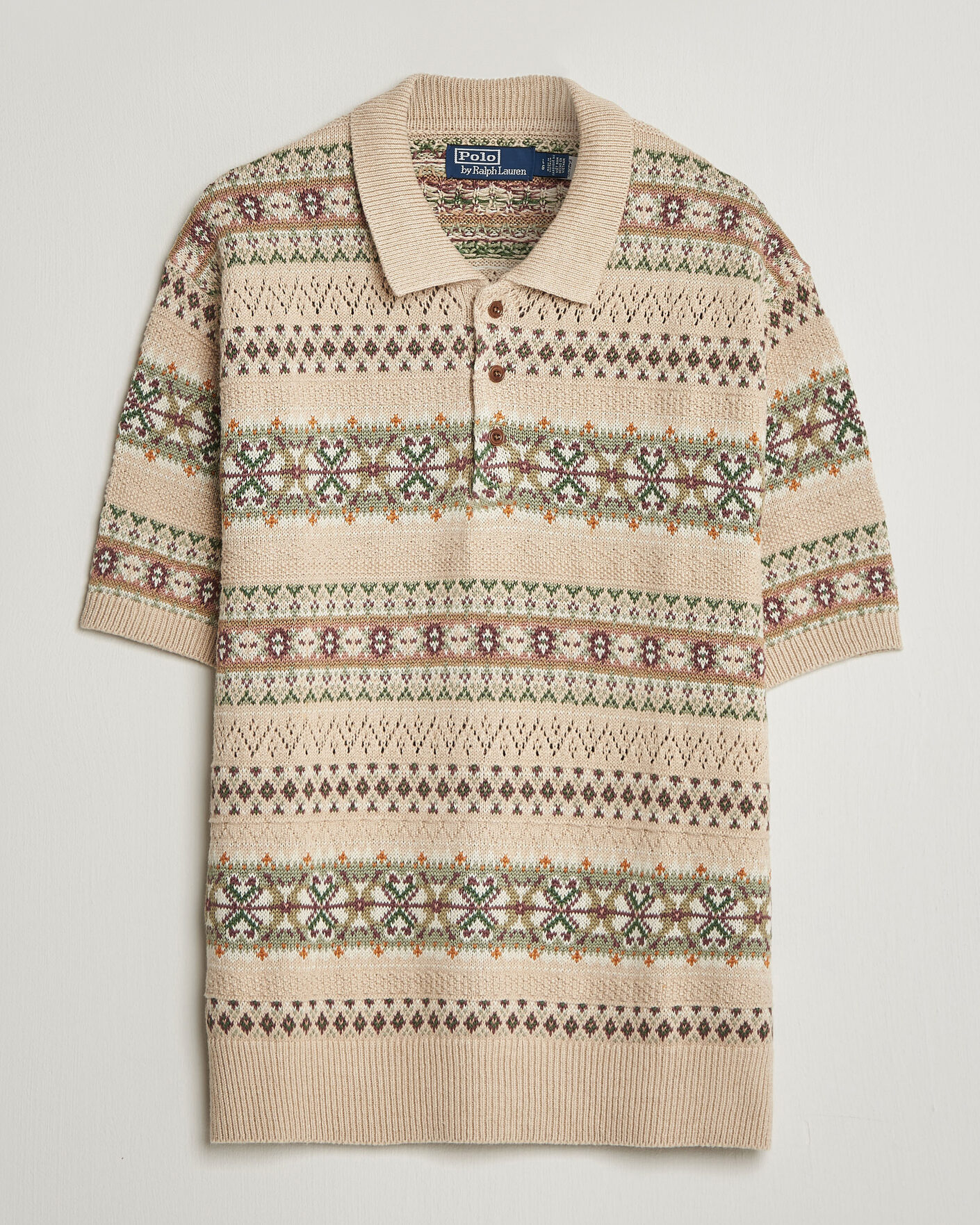 Homme | Polos | Polo Ralph Lauren | Cotton/Linen Fairisle Polo Tan Combo