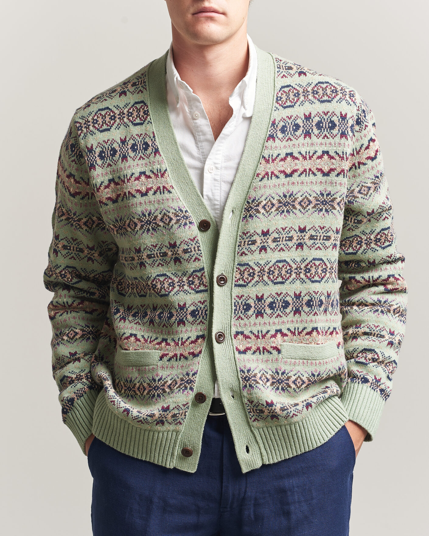 Homme | Pulls Et Tricots | Polo Ralph Lauren | Cotton/Linen Fairisle Cardigan Green Combo
