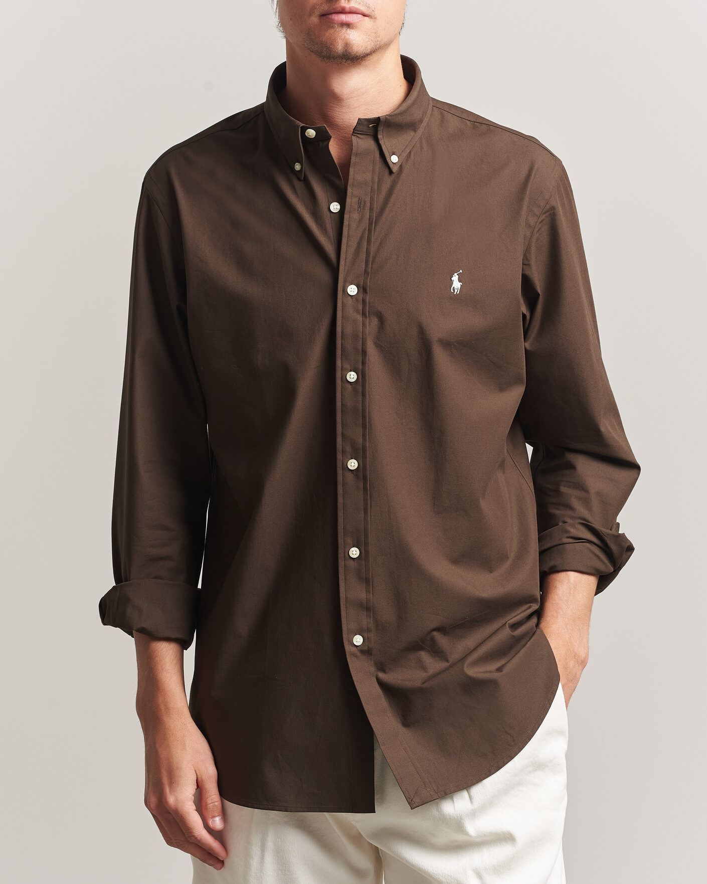 Homme | Chemises | Polo Ralph Lauren | Custom Fit Poplin Shirt Nutmeg Brown